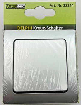 DELPHI Kreuzschalter, 250V~/ 10A, inkl. Rahmen, UP, silber