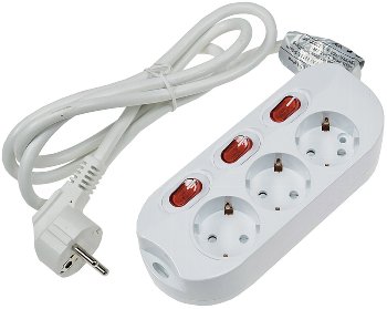 Steckdosenleiste mit Einzelschaltung, 3-fach, weiß, 1,5m Kabel Steckdosenleiste mit Einzelschaltung, 3-fach, weiß, 1,5m Kabel