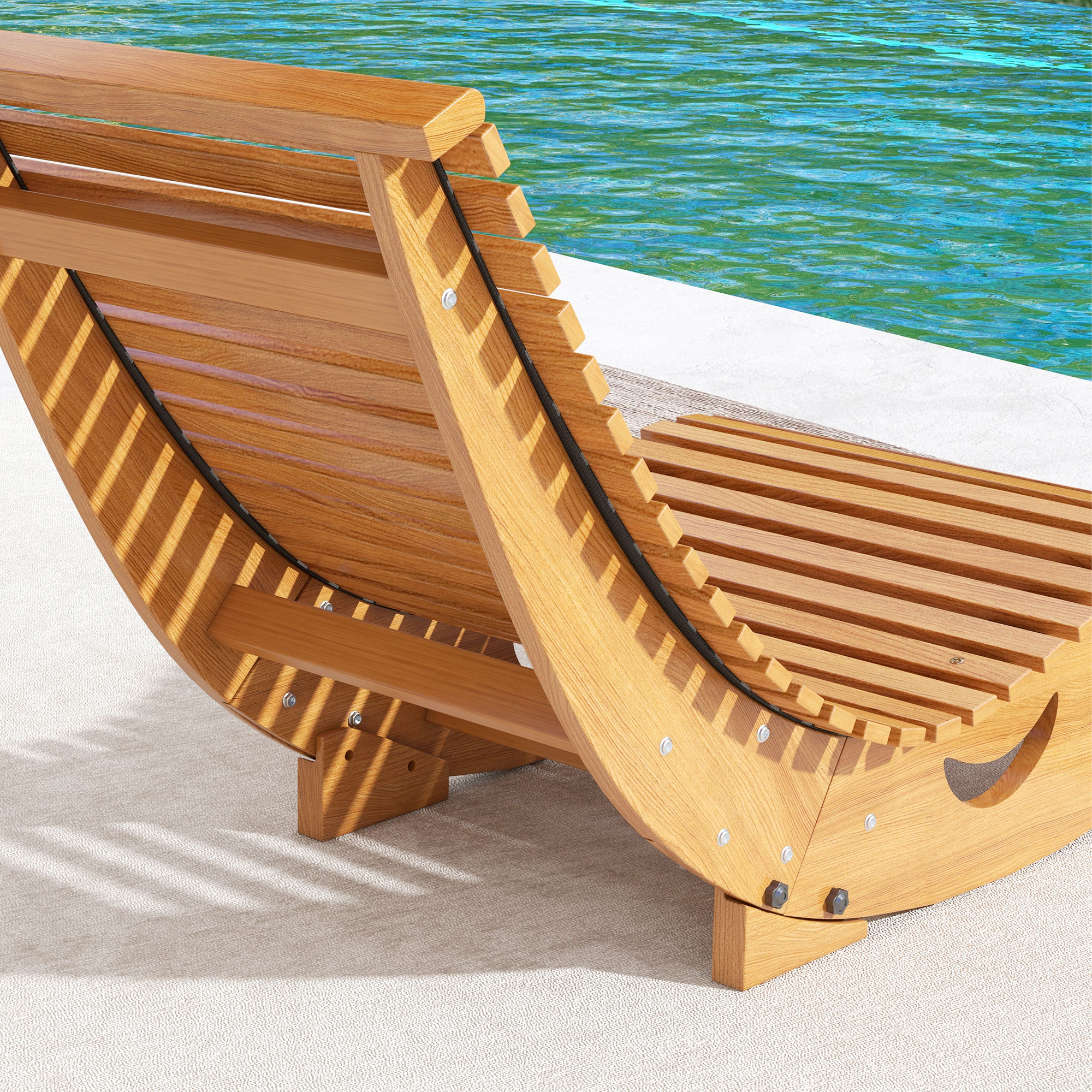 Outdoor Schaukelstuhl, Hochlehner, einstellbare Basis, Kiefernholz, 130 x 60 x 60cm, Hellbraun