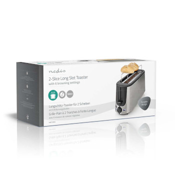 Toaster | 1 Langer Schlitz | Bräunungsstufen: 6 | Auftaufunktion | Aluminium