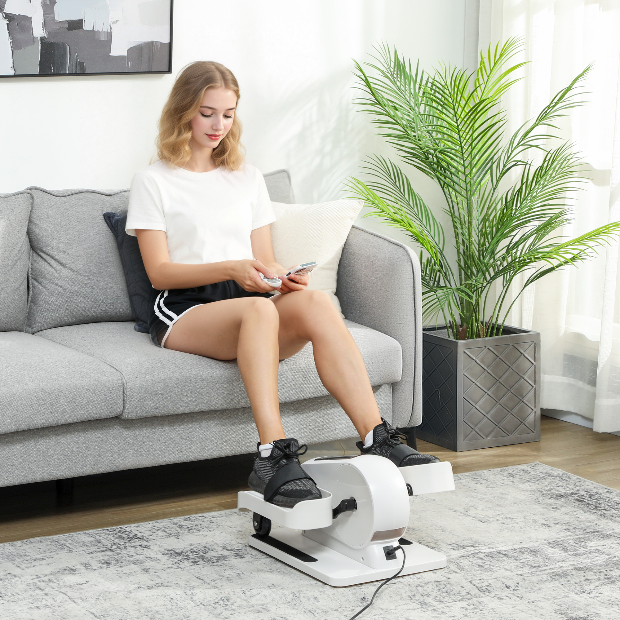 Mini Ellipsentrainer für Zuhause Untertisch Crosstrainer mit 12 Geschwindigkeiten & 7 Widerstand