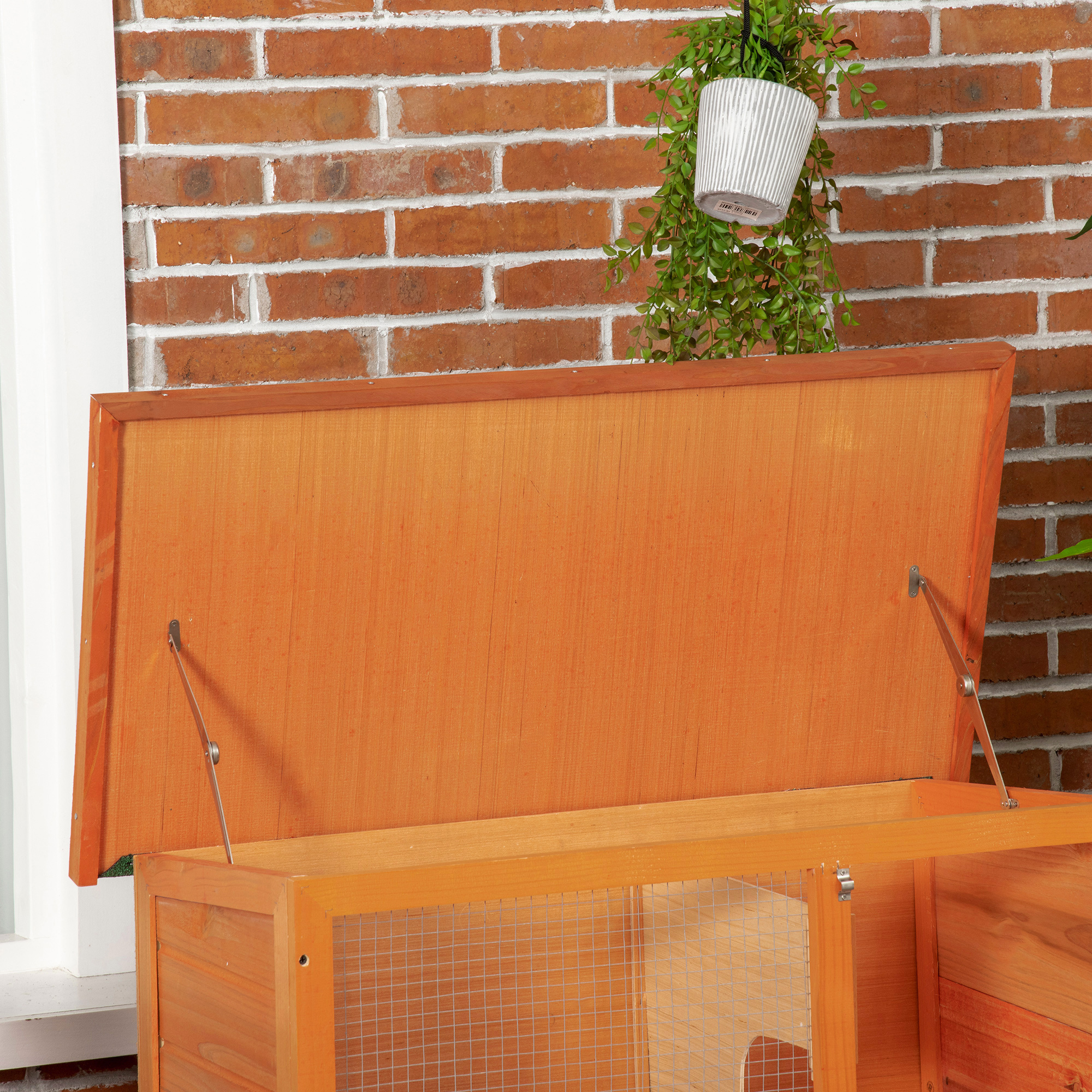 Kleintierstall 2 Ebenen wetterbeständig Tannenholz Natur + Grün