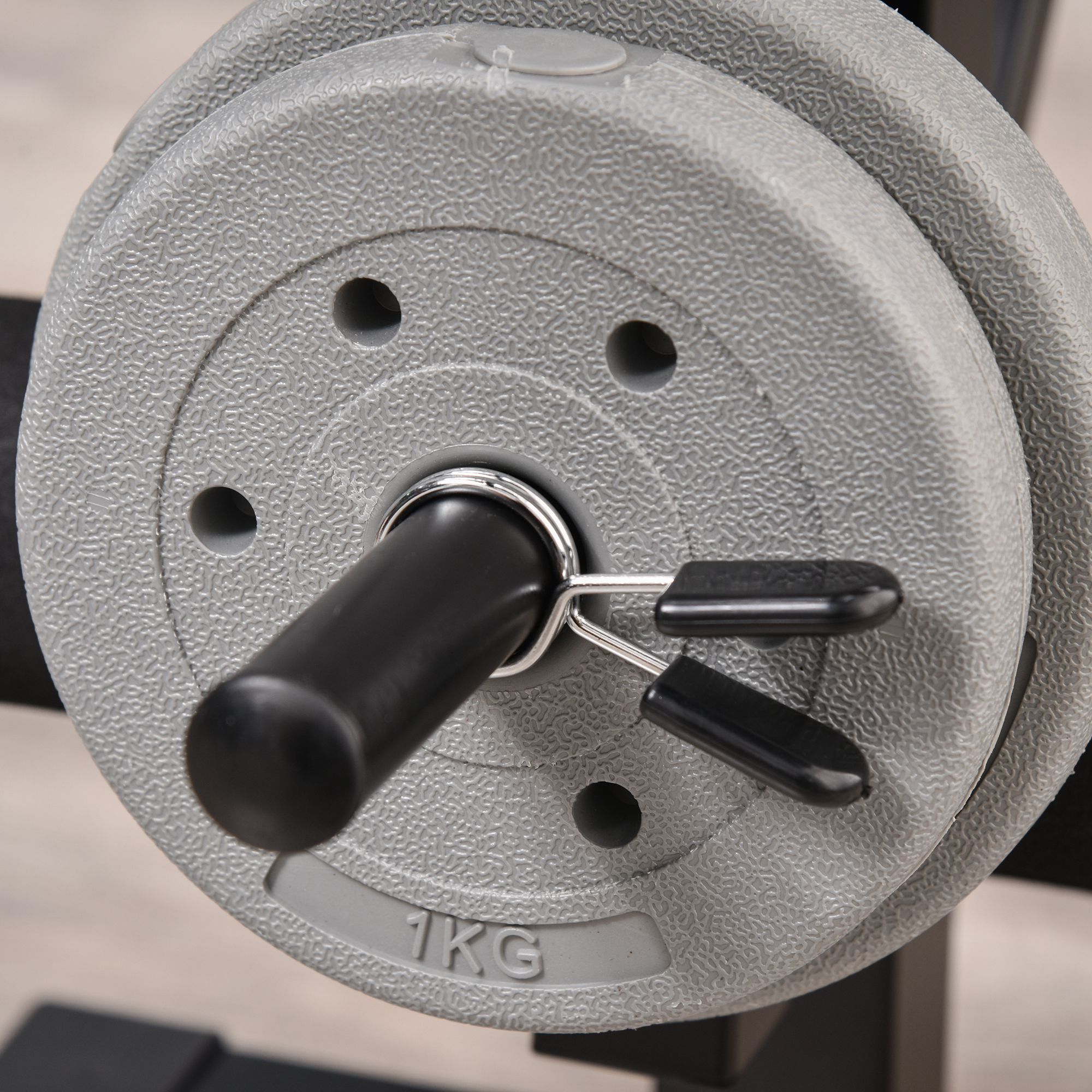 Hantelbank ohne Gewichte, verstellbare Fitnessbank für zahlreiche Übungen,  Workout-Station, Stahl, Kunststoff, Schwarz+Rot