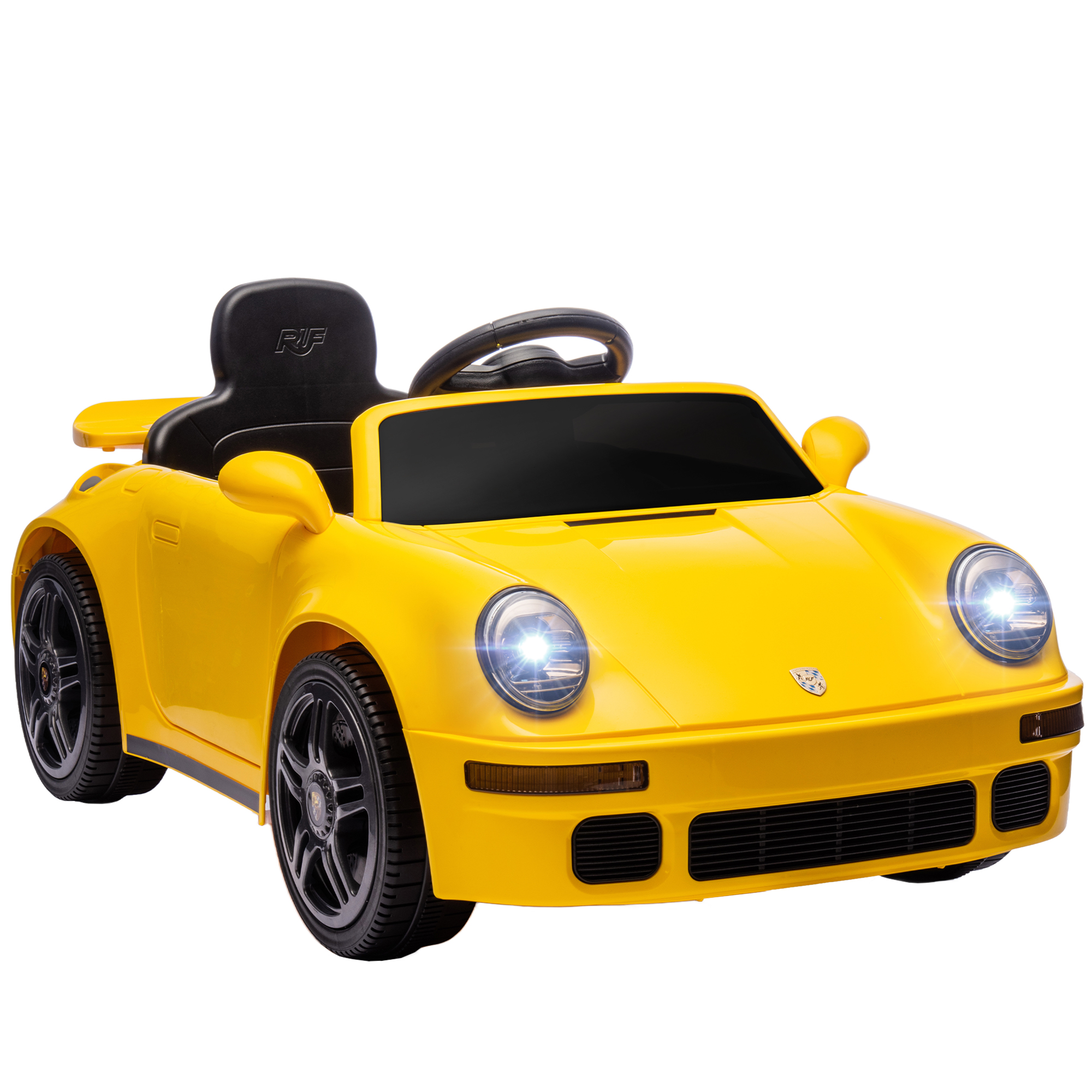 Kinder-Elektroauto, 12V Kinderauto mit Fernbedienung, sanfter Start, MP3-Player, LED-Lichter, Hupe, Energieanzeige, Gelb Kinder-Elektroauto, 12V Kinderauto mit Fernbedienung, sanfter Start, MP3-Player, LED-Lichter, Hupe, Energieanzeige, Gelb