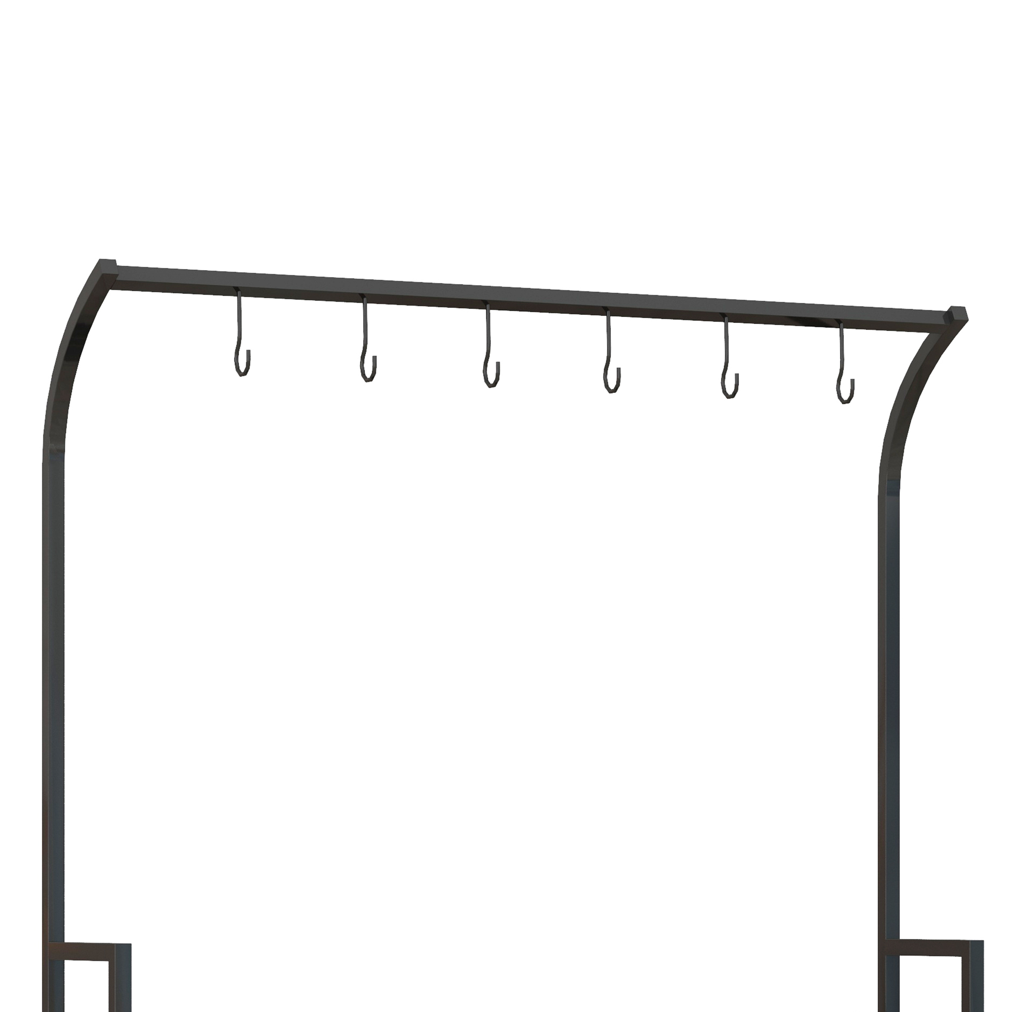 Blumenständer, 3 Etagen, 6 Haken, Indoor & Outdoor, Metallrahmen, 170H x 110L x 50B cm, Schwarz
