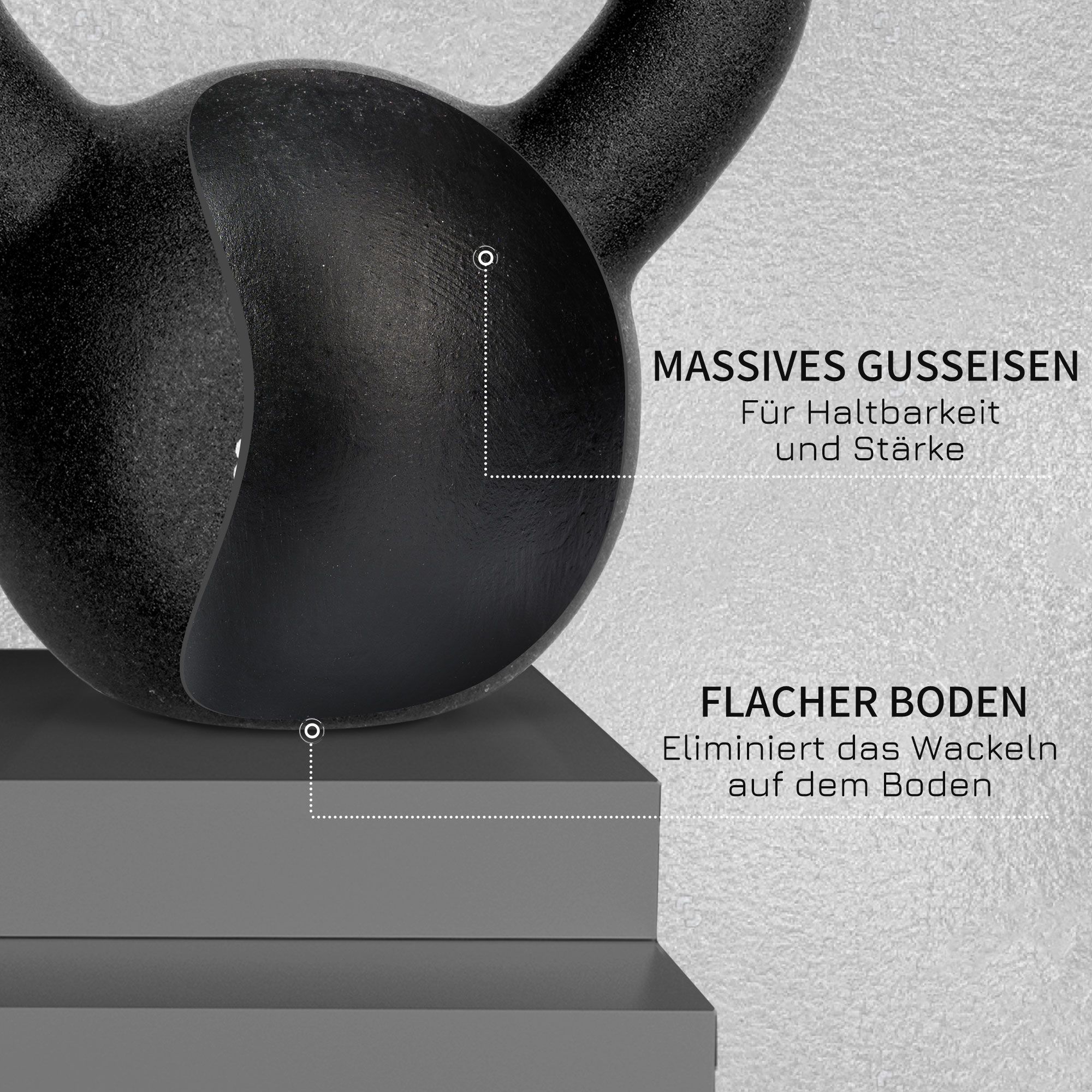 Kettlebell, Kugelhantel, 12 kg, mit Kunststoffummantelung, Stahl, schwarz 20 x 13 x 22cm