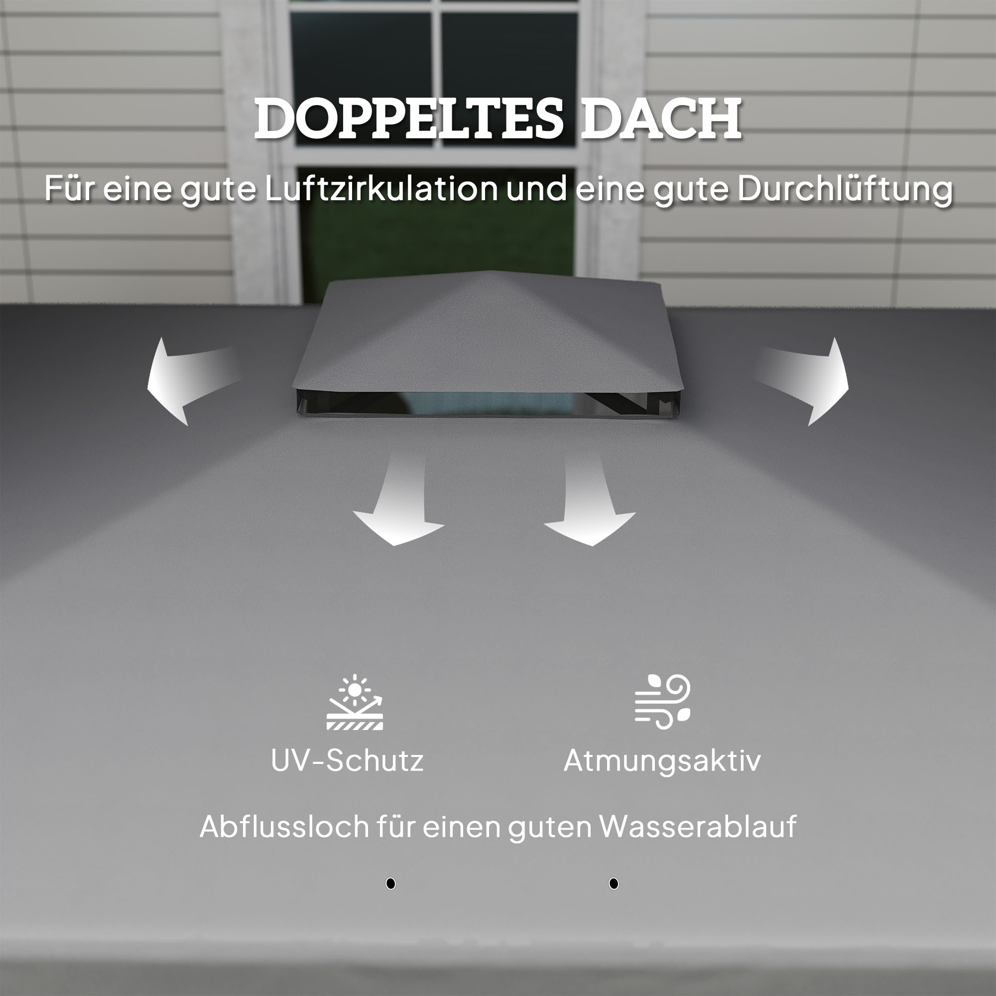 avillon ca. 3x3m Wasserabweisend Stabil Winterfest Gartenpavillon mit Doppeldach Reißverschluss-Moskitonetze