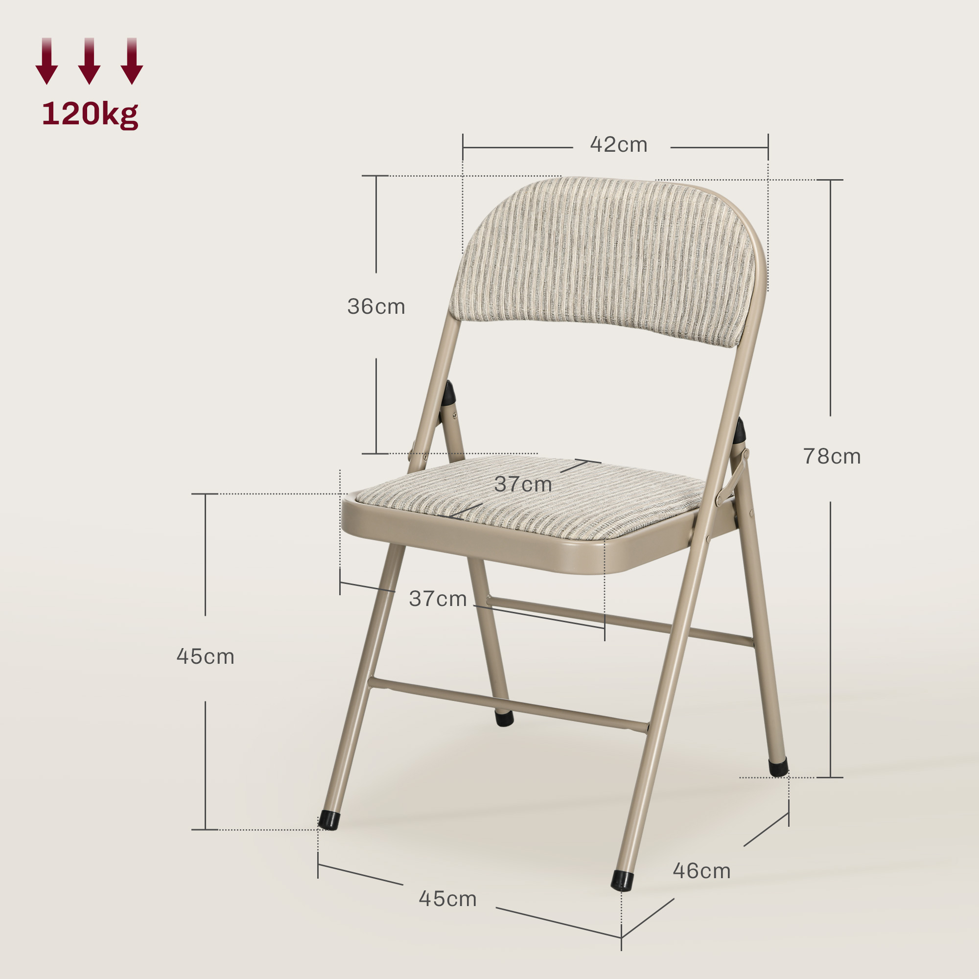 6er-Set Klappstühle, Tragbare Bürostühle, Stahlbeine, Faltstuhl für Büro, Empfang, Wartezimmer, Leinenoptik Beige