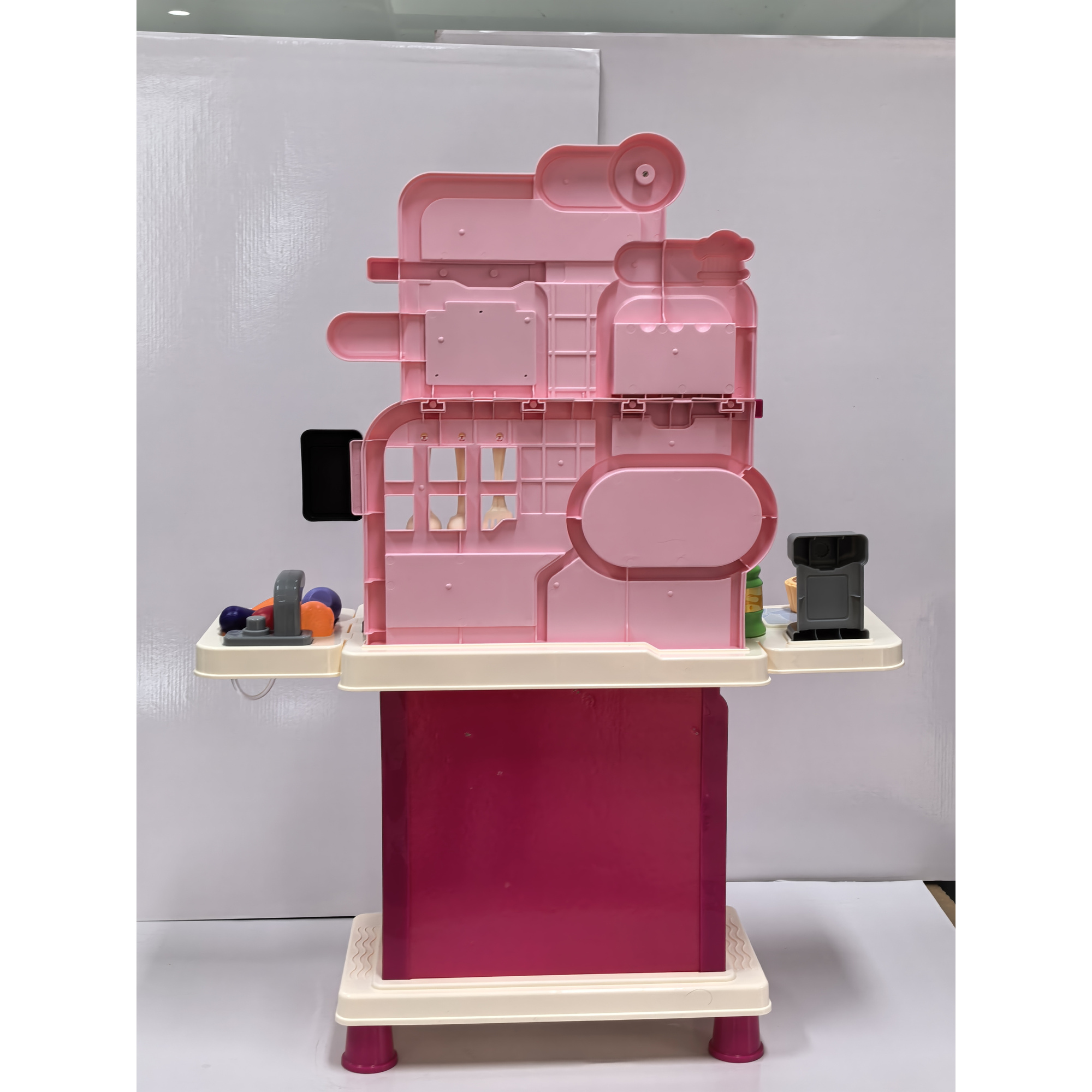 Kinderküche Kinder 33-teilig Spielküche Zubehör mit Licht, Sound, Stauraum, Spielspüle, Herd und Backofe 3-6 Jahren