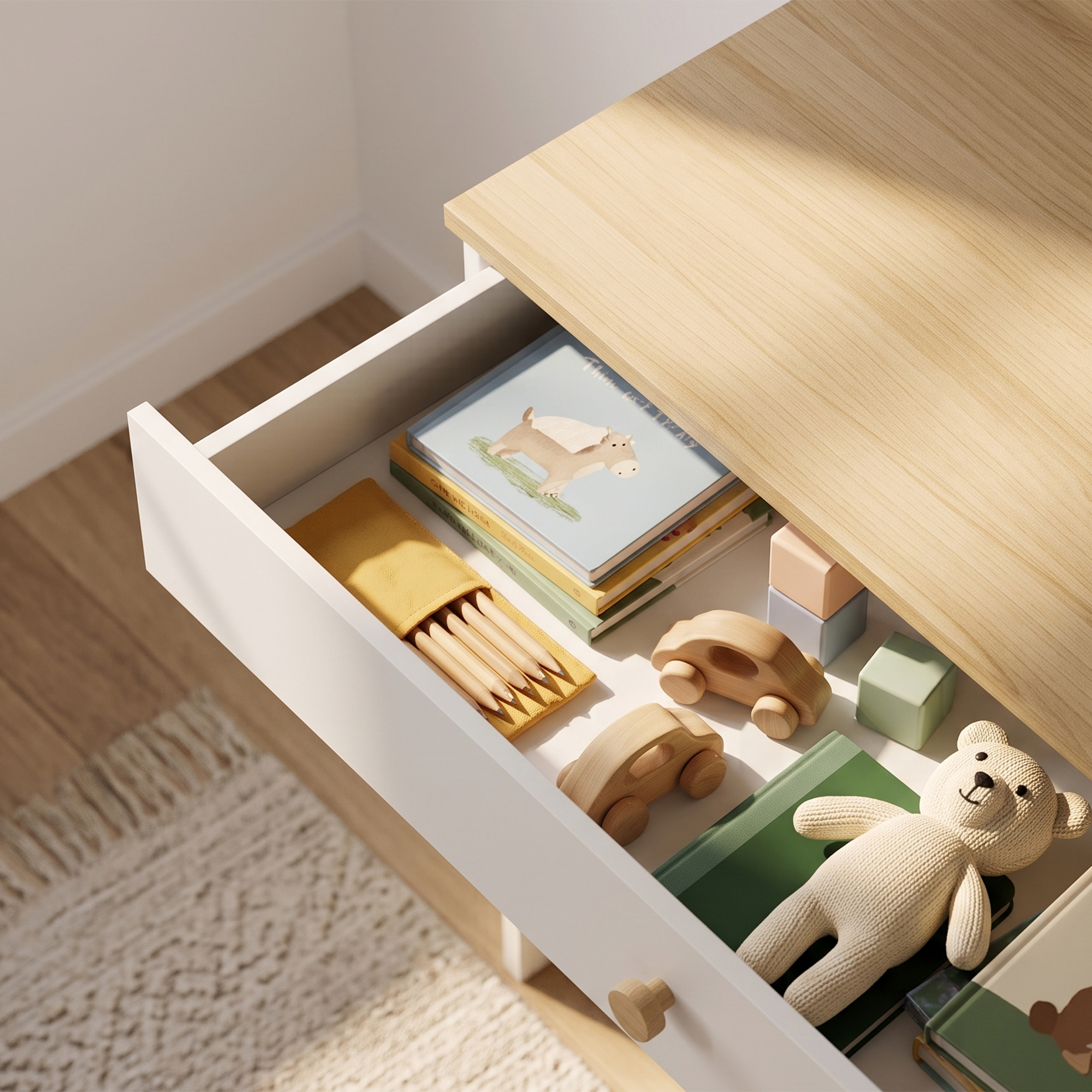 Kinderschreibtisch Kinder Schreibtisch mit Schublade Bücherregal Stauraum für Kinder 3-8 Jahre, 80 x 50 x 100 cm Weiß
