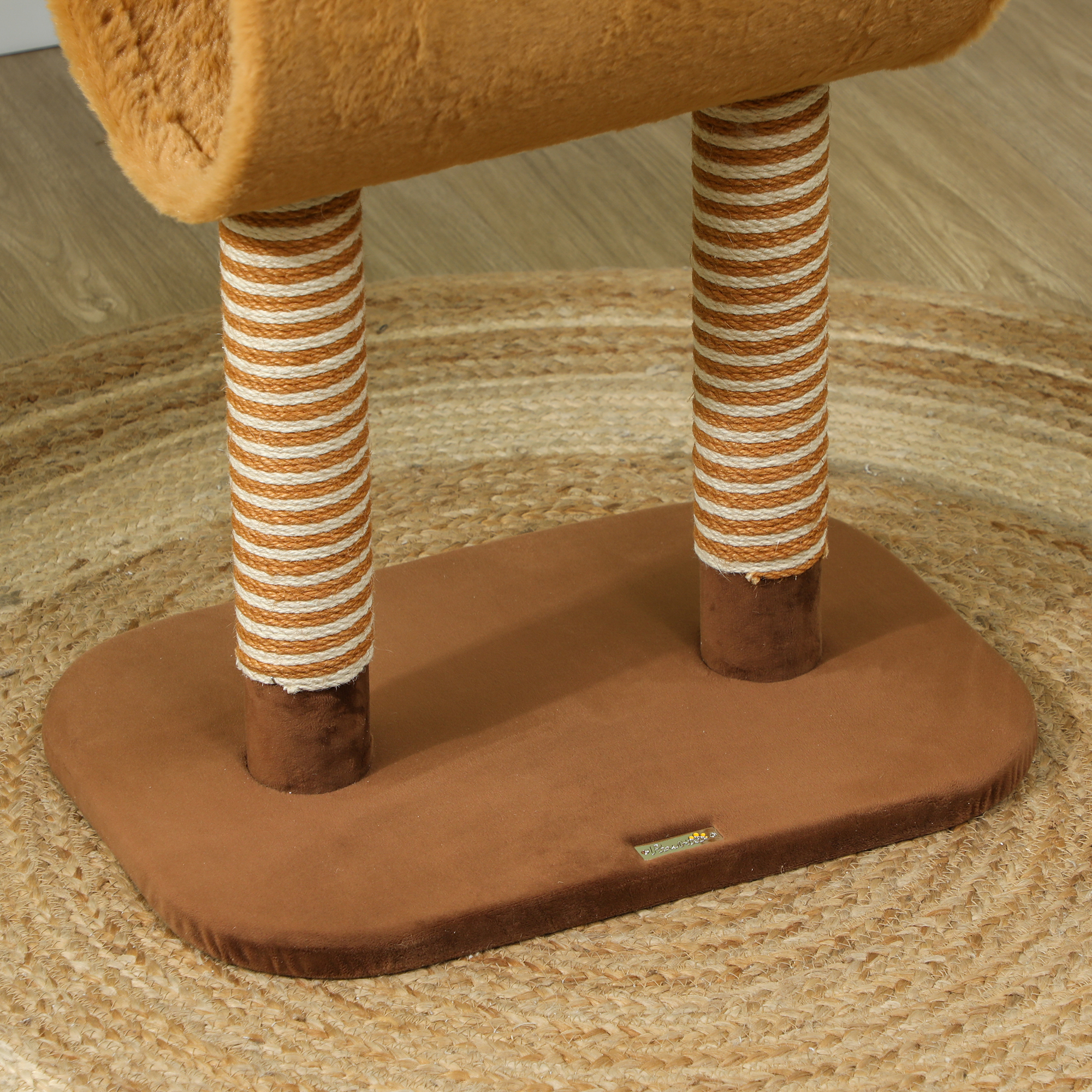 Kratzbaum 98 cm Katzenturm im Hirschdesign, mit Höhle, Spielball, Jutestämme Braun