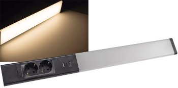 LED Unterbauleuchte "Arusha" schwarz, USB A+C PD, 60cm, Licht warmweiß