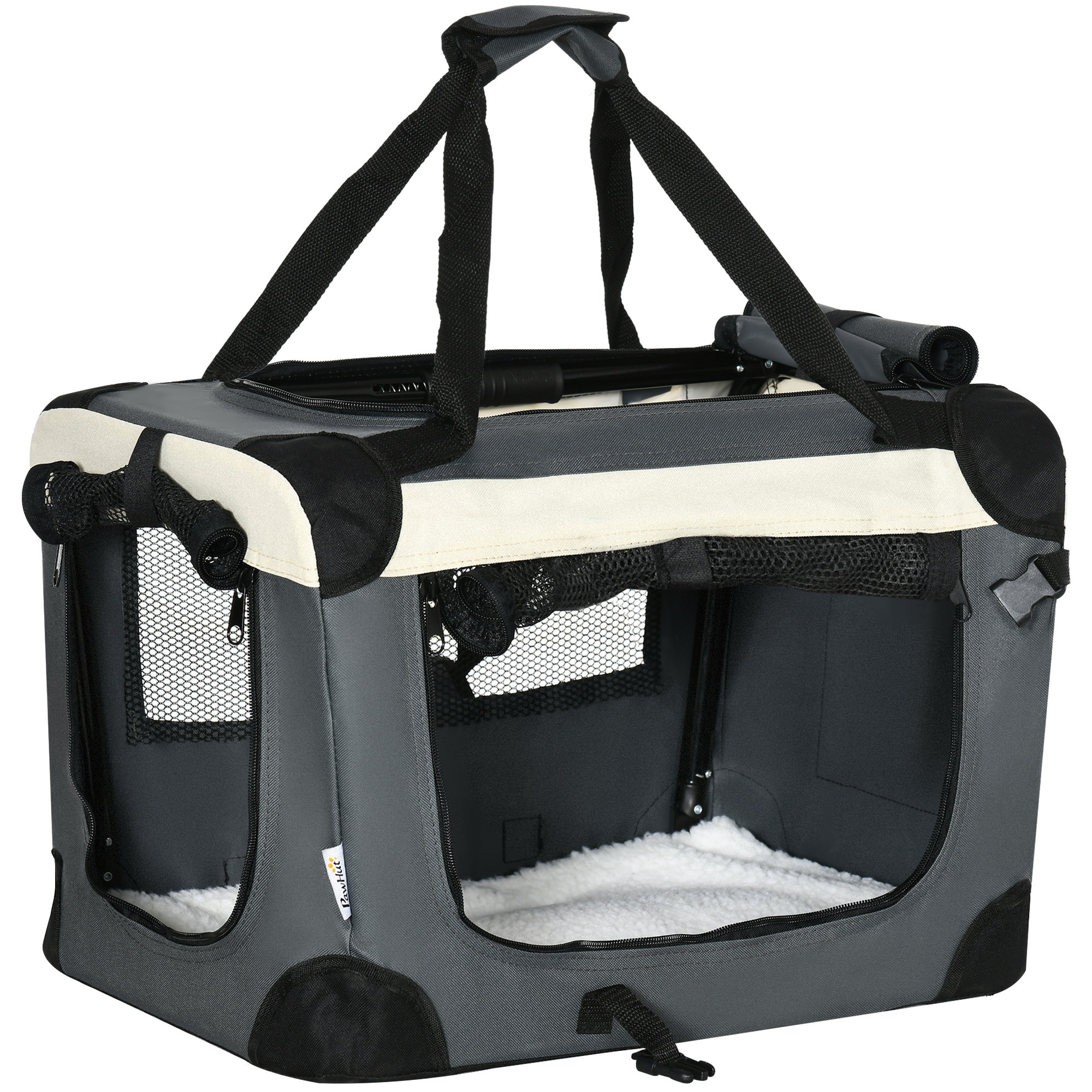 Transporttasche, Transportbox, für Katzen und kleine Hunde, faltbar, 3 Türen, grau, 50,5 x 33,5 x 35cm Transporttasche, Transportbox, für Katzen und kleine Hunde, faltbar, 3 Türen, grau, 50,5 x 33,5 x 35cm