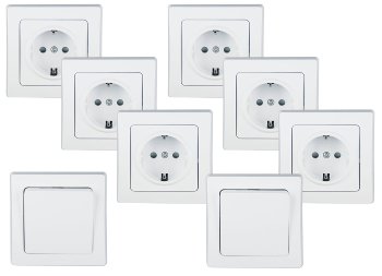 DELPHI Starter-Kit, 16-teilig, weiß, 6x Steckdose, 2x Schalter, 8x Rahmen