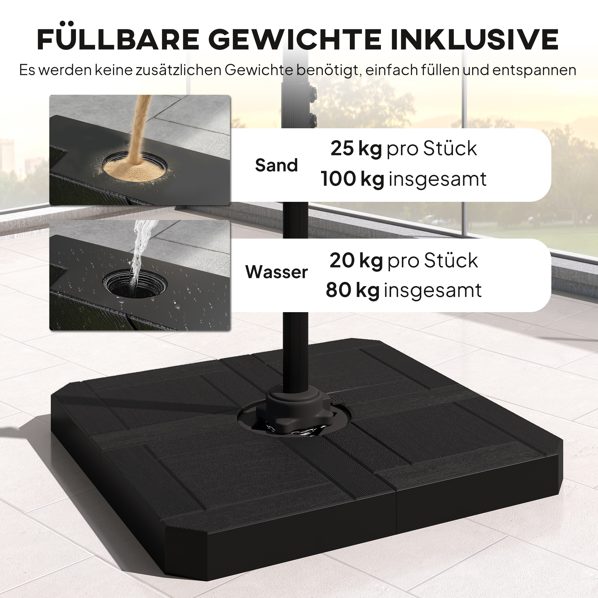 Alu Ampelschirm  Ø244cm Sonnenschirm mit Kurbel Ständer Wasserabweisend 360° drehbar Dunkelgrau