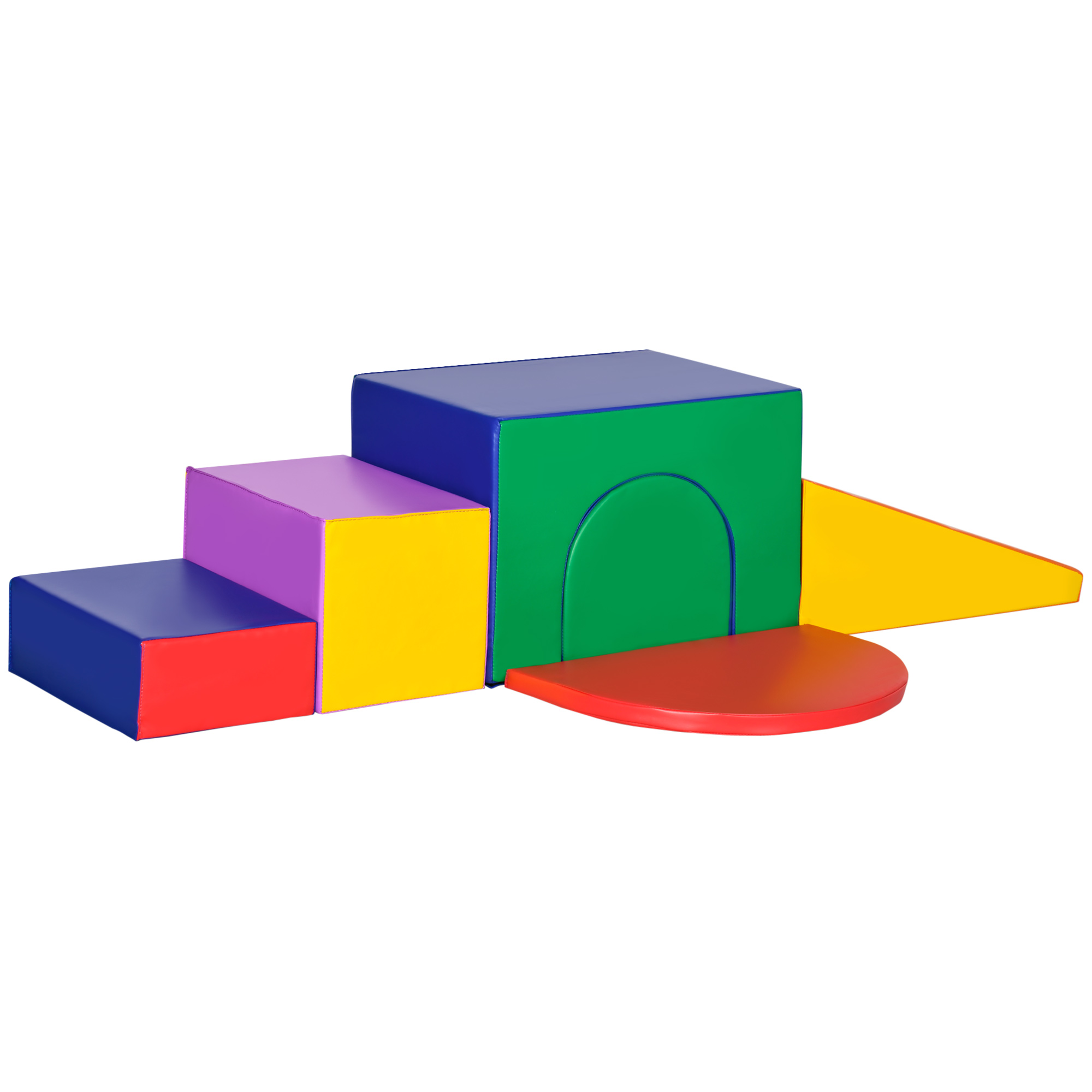 Saftbaustein-Set für Kinder, Schaumstoffblöcke, Quadrat, Treppe, Rampe, Kunstleder, Mehrfarbig