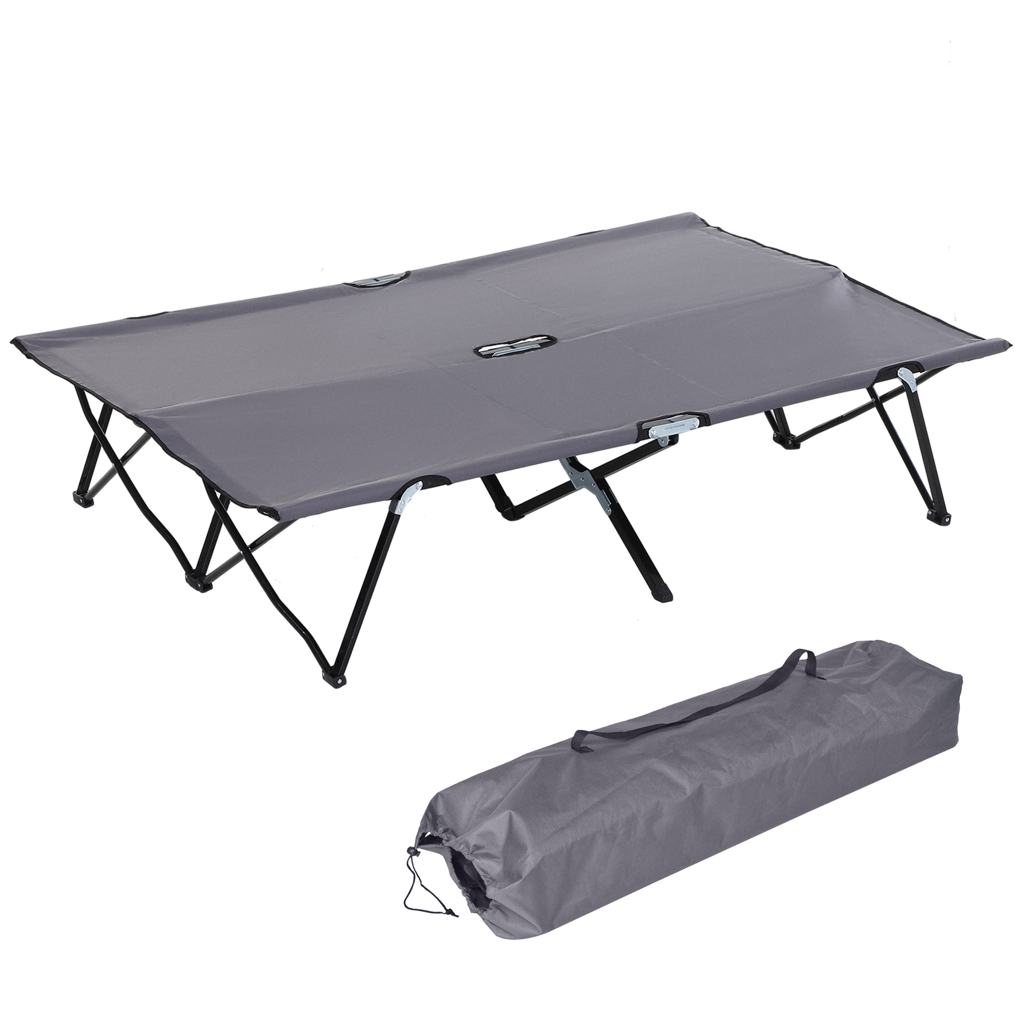 Campingliege, Campingbett für bis zu 2 Personen, 193L x 125B x 40H cm, Grau Campingliege, Campingbett für bis zu 2 Personen, 193L x 125B x 40H cm, Grau