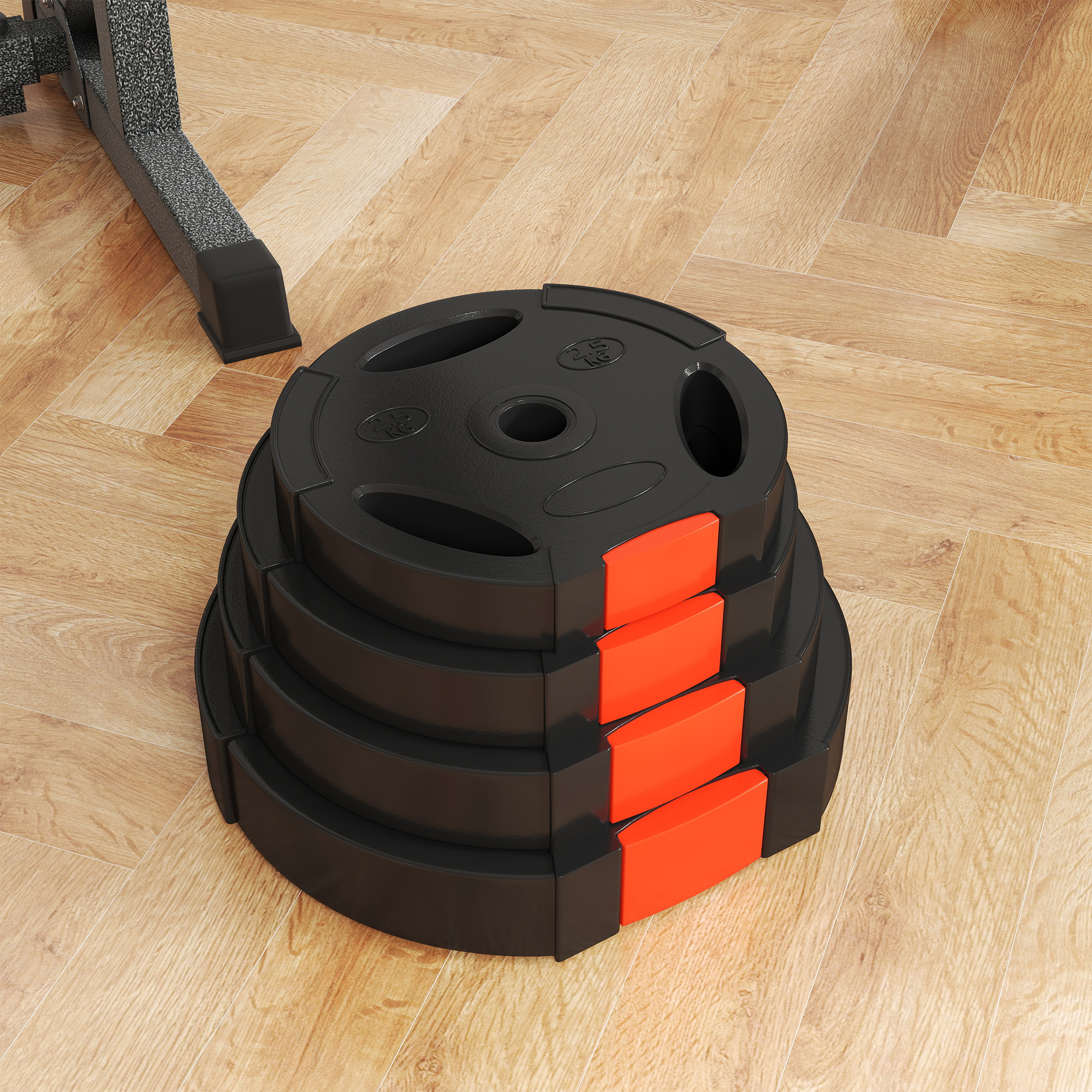 4er Gewichtsplatten-Set für Training, Fitnessstudio, Heimtraining, Stärke-Training, 2 x 10 kg und 2 x 5 kg, Schwarz