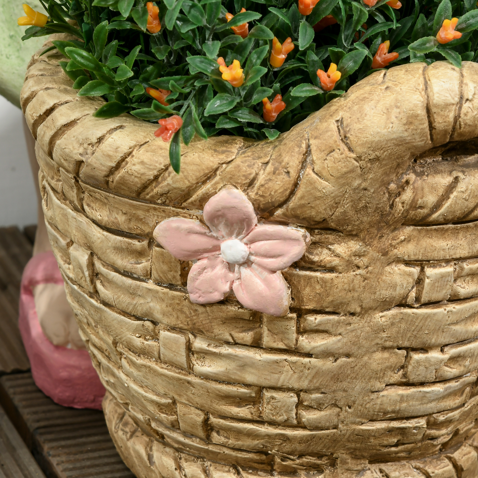 Gartenfigur "Mädchen mit Blumenkorb", Gartendekoration, wetterbeständig, 20 cm x 30 cm x 40 cm