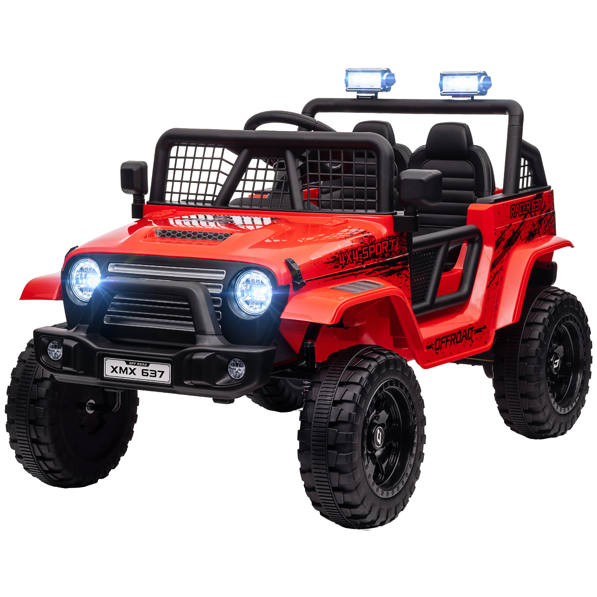 Kinder-Elektroauto mit sanfter Federung, fernsteuerbar, LED-Lichter, Hupe, 12V-Motoren, aus Kunststoff und Metall, Rot Kinder-Elektroauto mit sanfter Federung, fernsteuerbar, LED-Lichter, Hupe, 12V-Motoren, aus Kunststoff und Metall, Rot