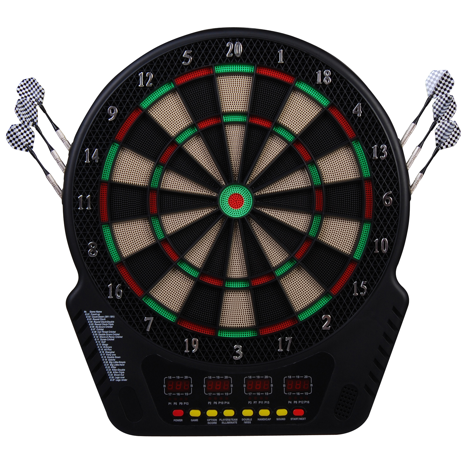 Elektronische Dartscheibe Dartboard Dart-set mit LED Anzeige mit automatischer Wertung Soundeffekte 6 Darts 24 Dartköpfe 27 Spiele und 243 Trefferoptionen für 16 Spieler 44 x 51,5 x 3,2 cm Elektronische Dartscheibe Dartboard Dart-set mit LED Anzeige mit automatischer Wertung Soundeffekte 6 Darts 24 Dartköpfe 27 Spiele und 243 Trefferoptionen für 16 Spieler 44 x 51,5 x 3,2 cm
