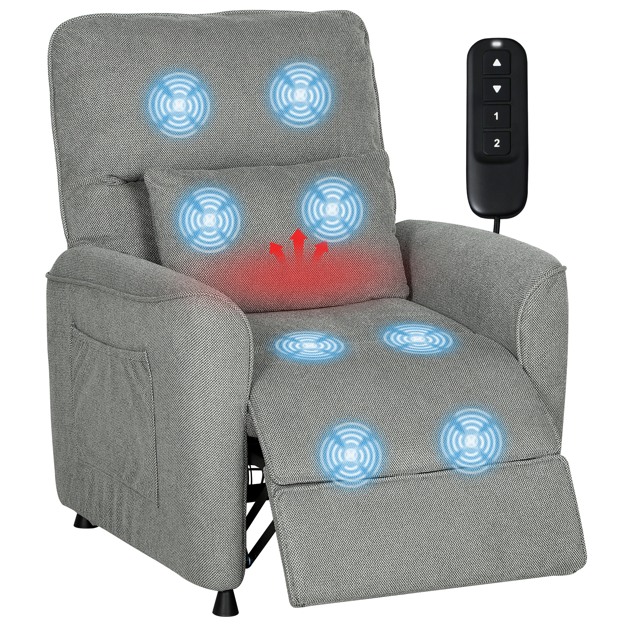 Relaxsessel Fernsehsessel Elektrisch mit Liegefunktion Heizung Vibrationsmassage