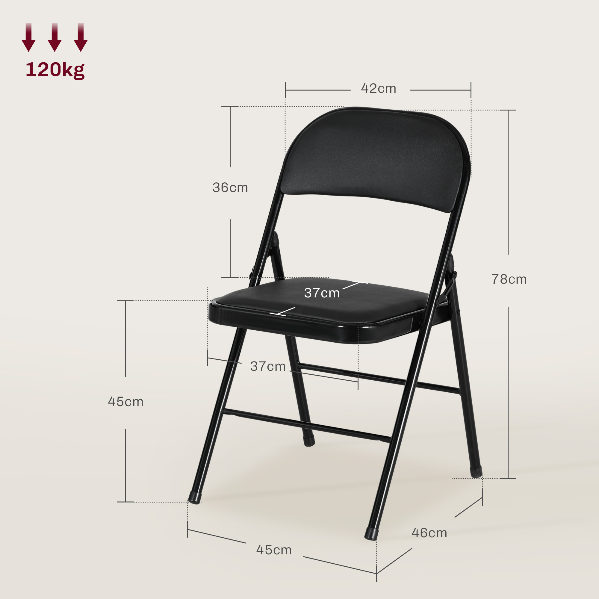 4er-Set Klappstühle, Tragbare Bürostühle, Metallbeine, Faltstuhl für Büro, Empfang, Wartezimmer, Kunstleder, Schwarz