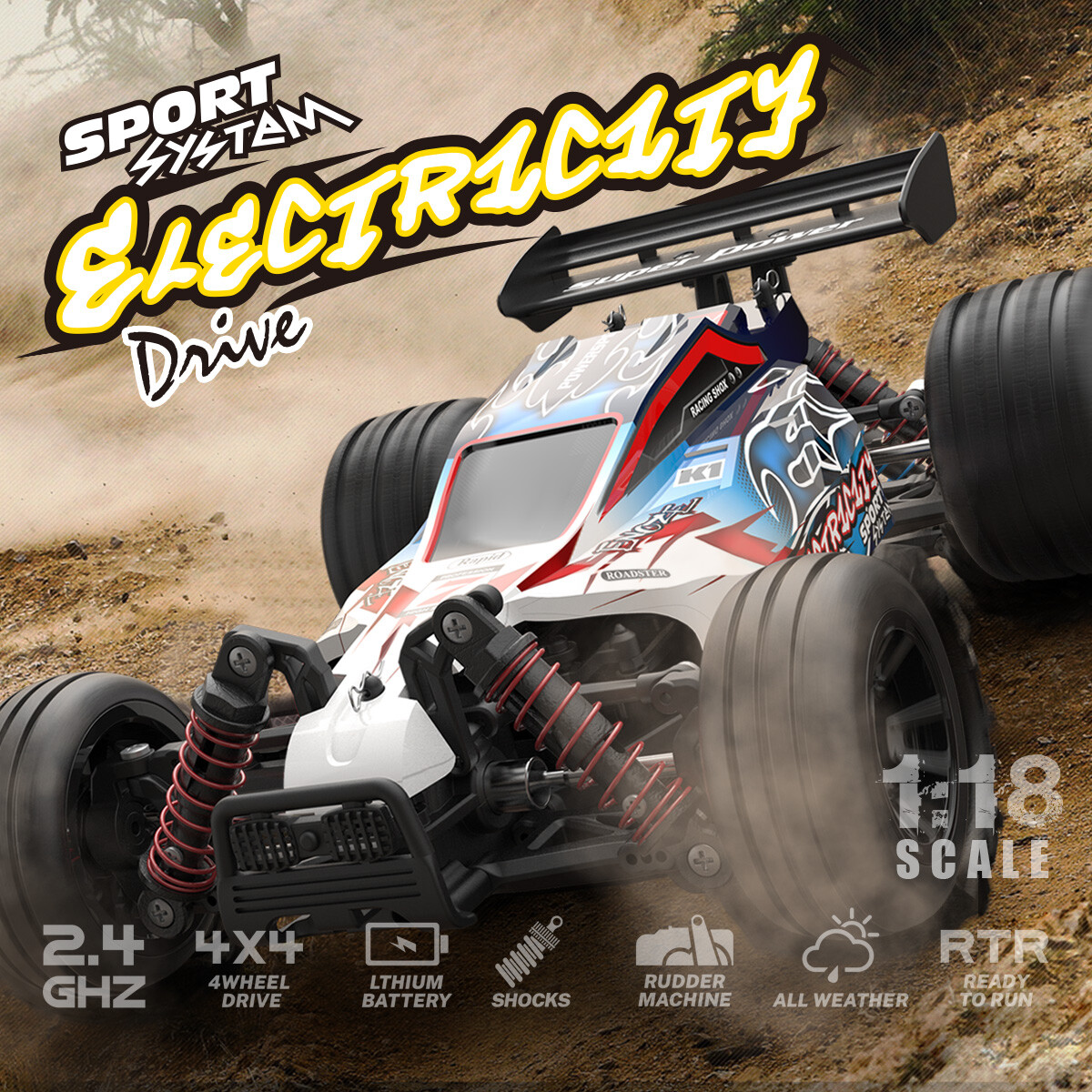 RC Buggy 1:18, 40 km/h, Allradantrieb - LiIon - "Electricity 306E"