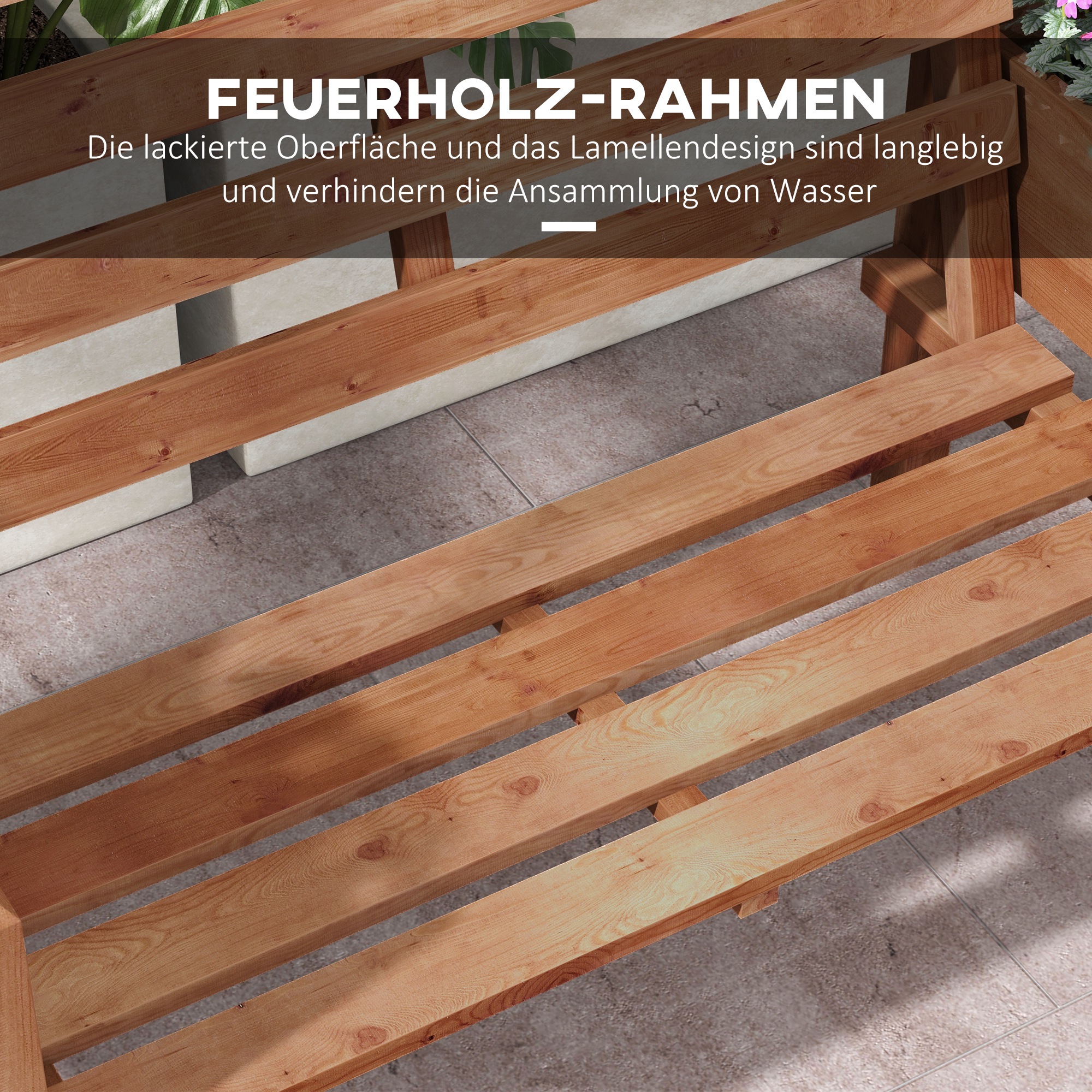 Gartenbank Sitzbank, inkl. Pflanzkästen, Holz, 184 cm x 59 cm x 95 cm, Braun