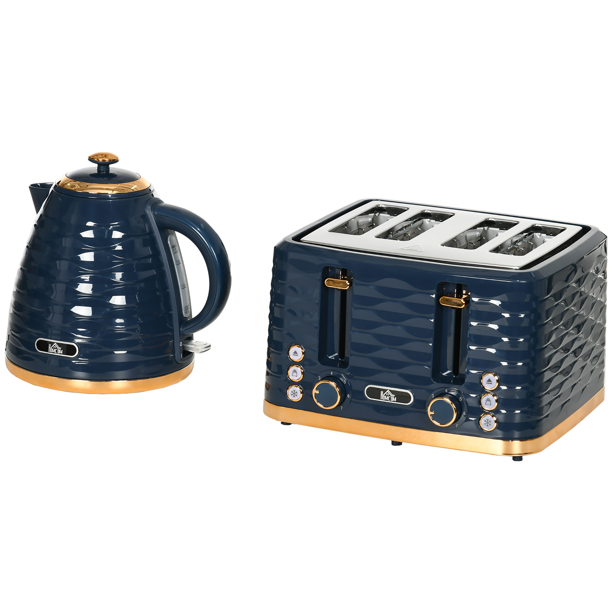 2-in-1 Toaster- und Wasserkocher-Set, 7 Bräunungsstufen, Auftau- und Aufwärmfunktion, Blau 2-in-1 Toaster- und Wasserkocher-Set, 7 Bräunungsstufen, Auftau- und Aufwärmfunktion, Blau