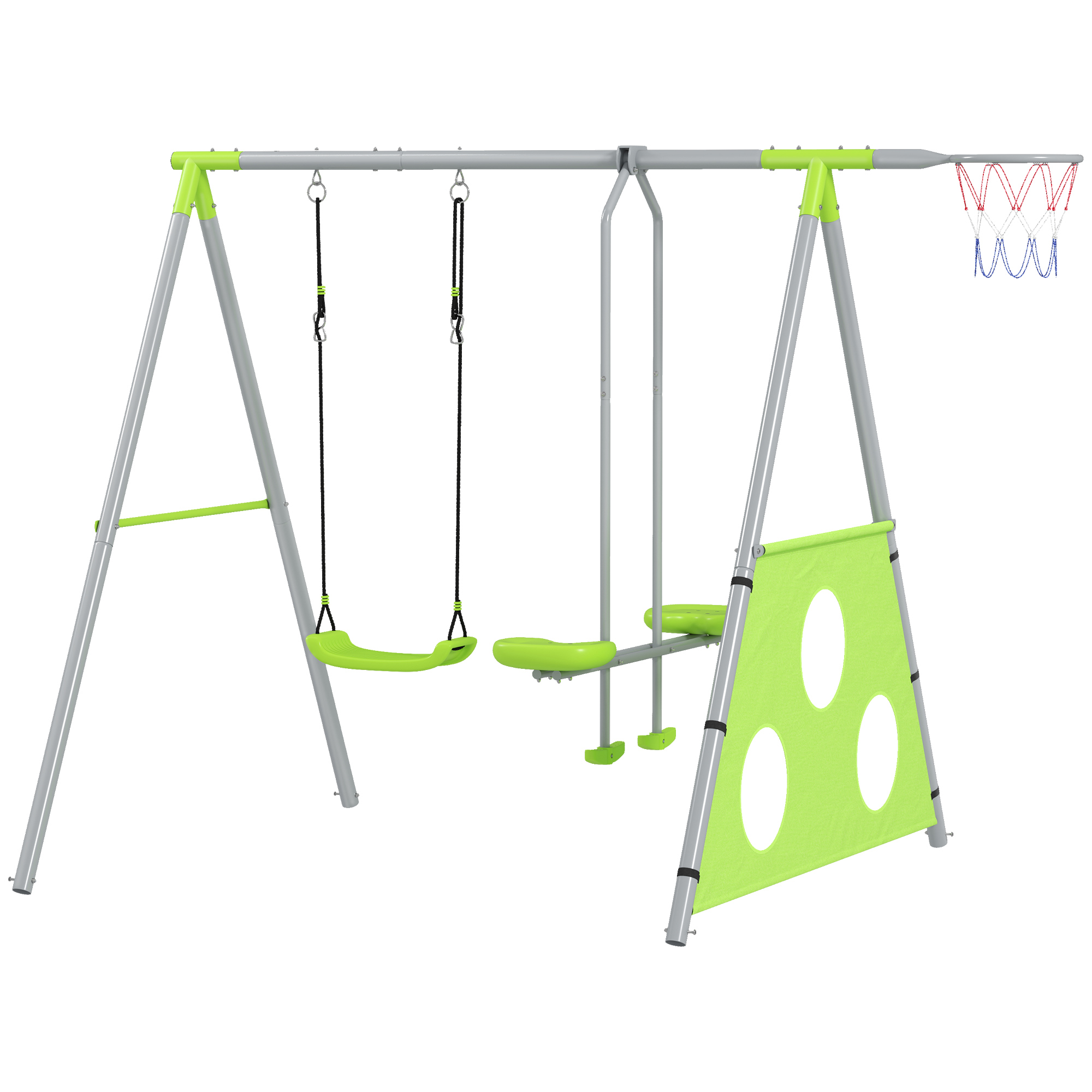 Outdoor-Schaukelset für Kinder, Kinderschaukeln, verstellbar, Stahl, Grün Outdoor-Schaukelset für Kinder, Kinderschaukeln, verstellbar, Stahl, Grün