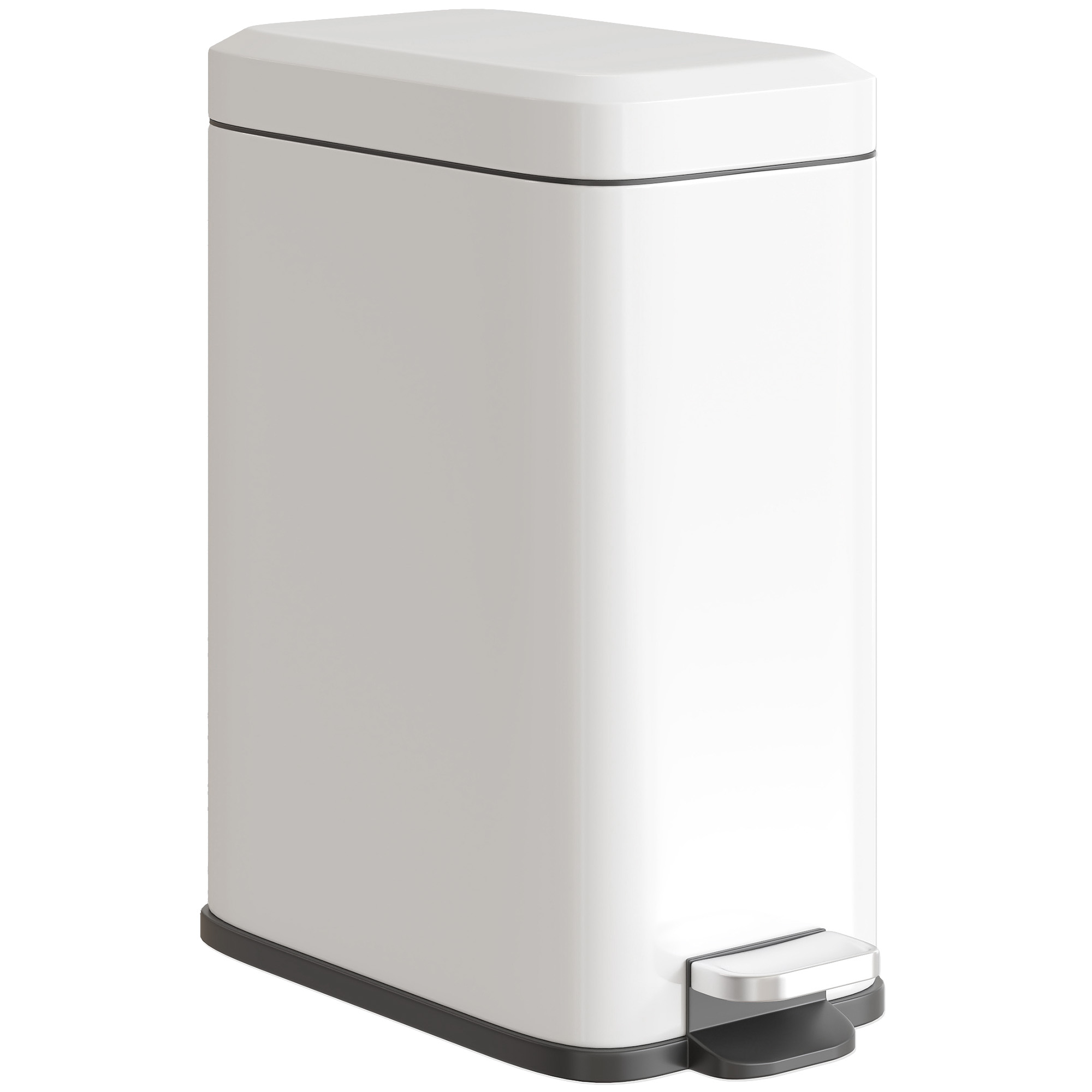 Mülleimer aus Metall, Abfalleimer, 5 L Fassungsvermögen, mit Fußpedal, mit Inneneimer, Weiß