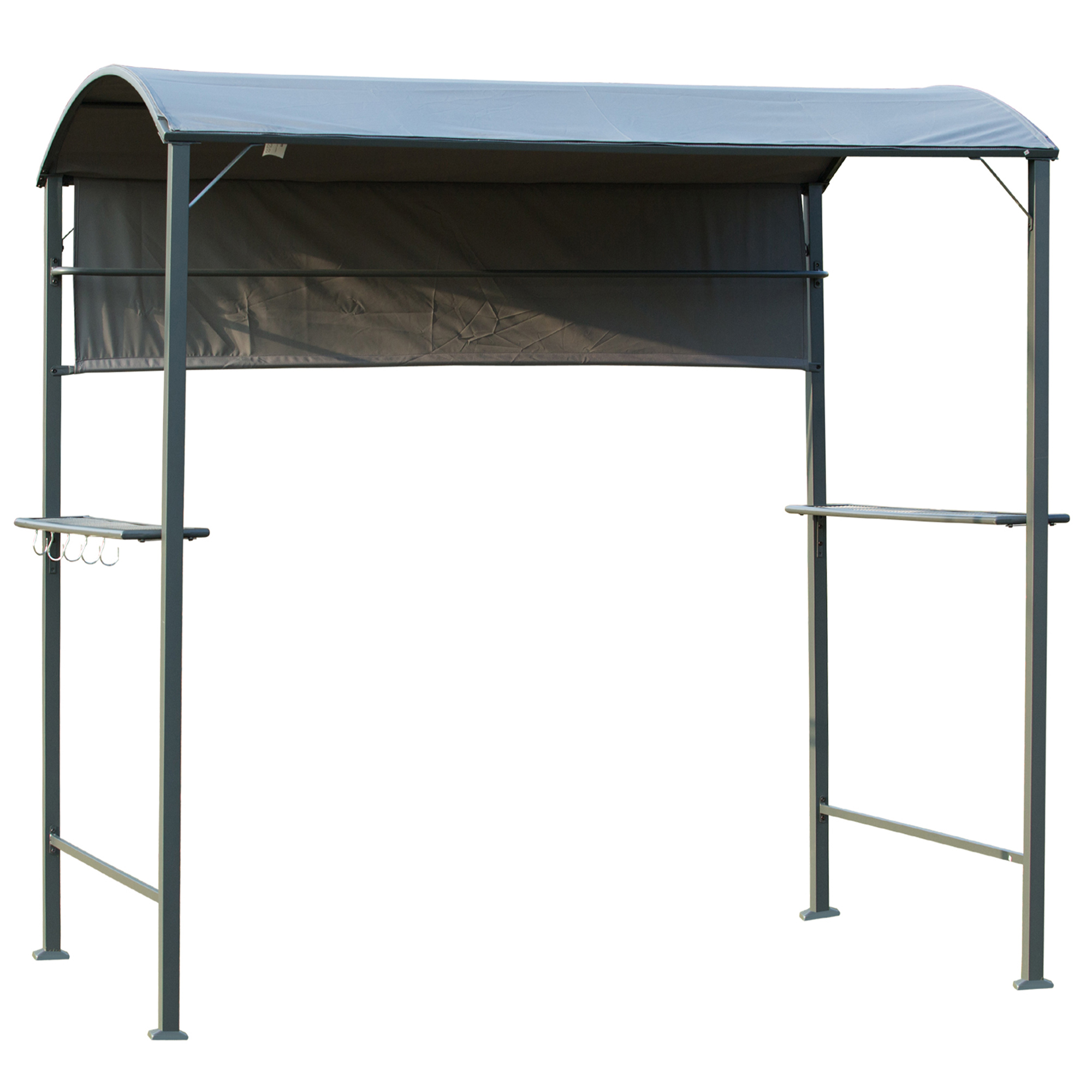 Grillpavillon mit Flammschutzdach, BBQ-Pavillon mit 2 Ablagen, Polyester, Schwarz, 218 x 138 x 216 cm Grillpavillon mit Flammschutzdach, BBQ-Pavillon mit 2 Ablagen, Polyester, Schwarz, 218 x 138 x 216 cm