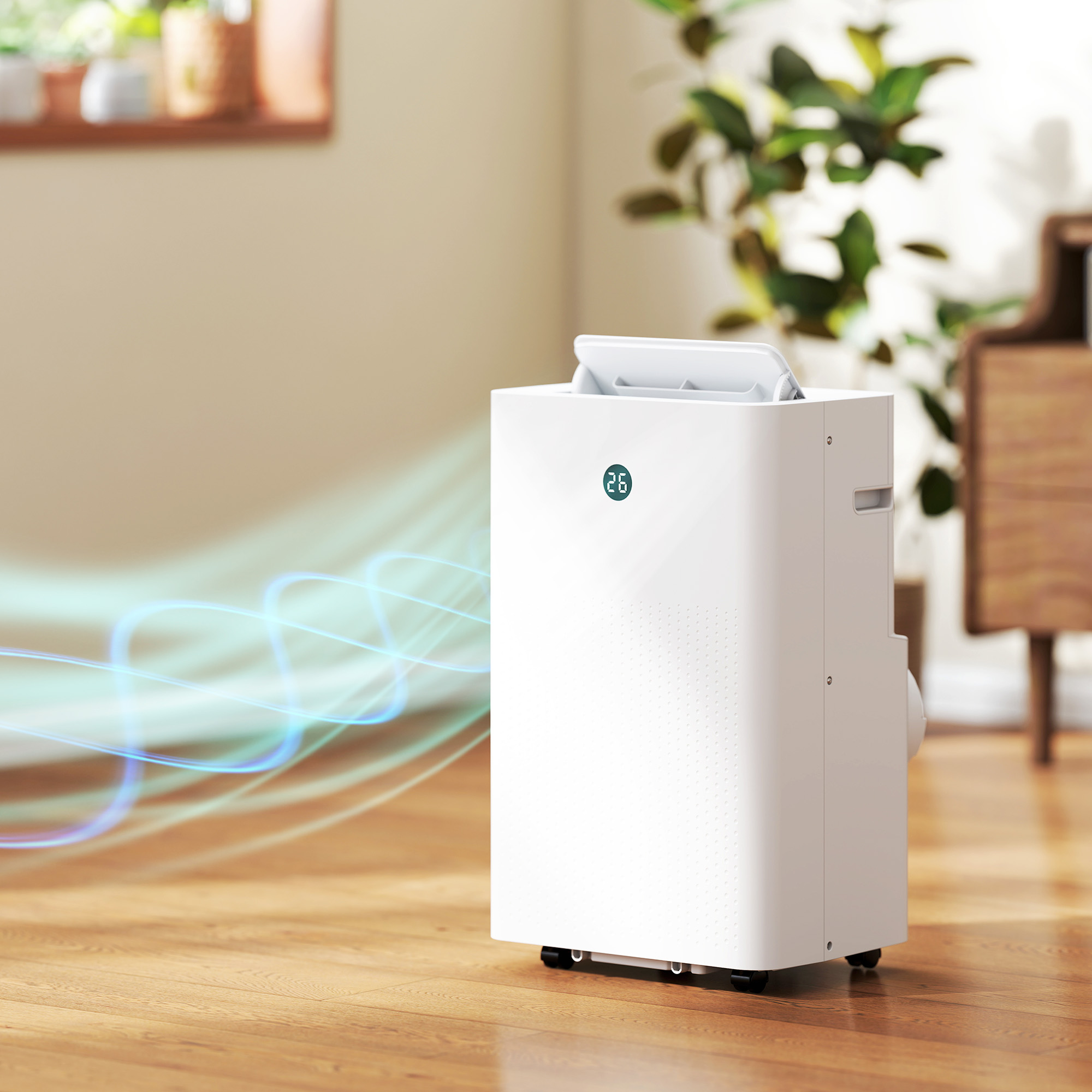 tragbares Klimagerät mit 12.000 BTU, 4-in-1 Klimaanlage mit WiFi- und Sprachsteuerung, Kühlung, Entfeuchter, Ventilator, Schlafmodus