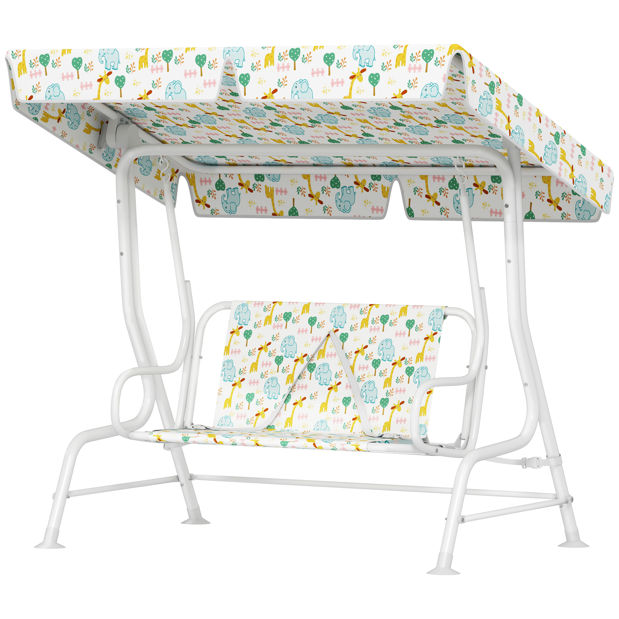 Hollywoodschaukel für Kinder, Stahlrahmen, 2-Sitzer, 60 kg belastbar, Weiß Hollywoodschaukel für Kinder, Stahlrahmen, 2-Sitzer, 60 kg belastbar, Weiß