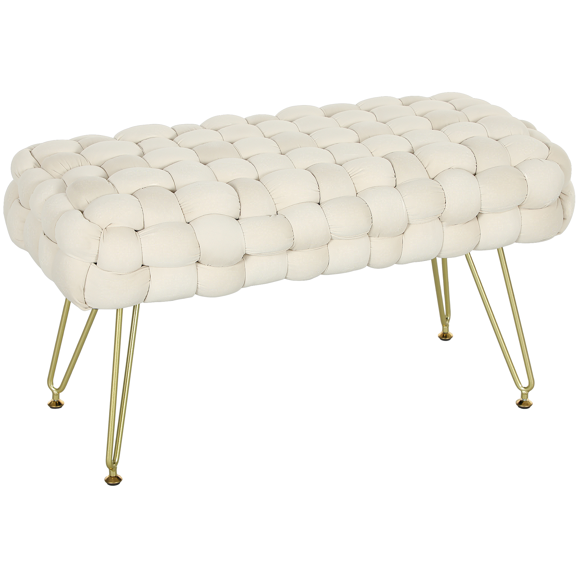 Moderner Sitzhocker mit Metallbeinen, gepolstertem Sitz, für Wohnzimmer, Schlafzimmer, Flur, Cremeweiß Moderner Sitzhocker mit Metallbeinen, gepolstertem Sitz, für Wohnzimmer, Schlafzimmer, Flur, Cremeweiß