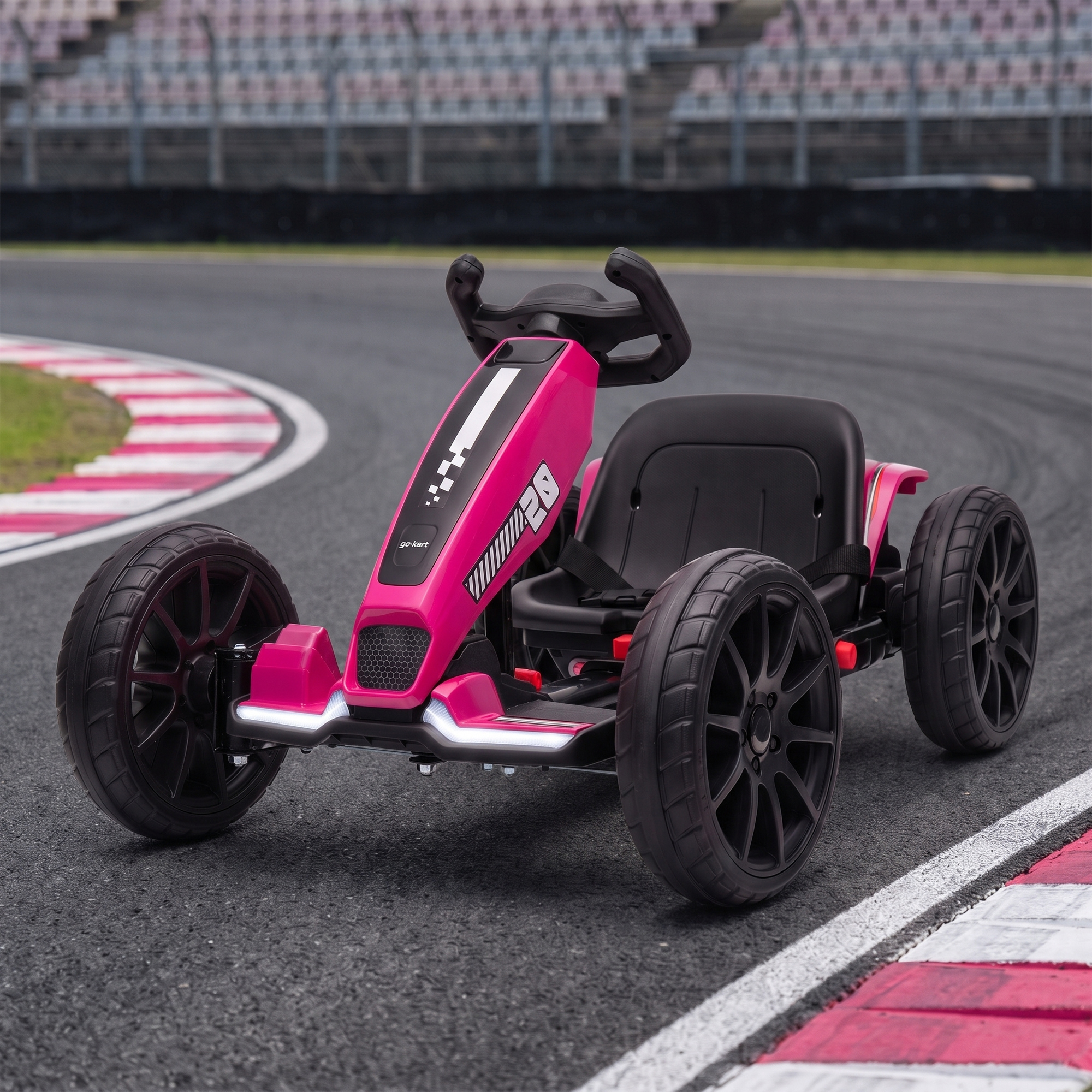 Elektro Go-Kart für Kinder 12V Gokart mit 2 Motoren, 4-fach verstellbarem Sitz Sanftanlauf EVA-Räder LED-Scheinwerfer