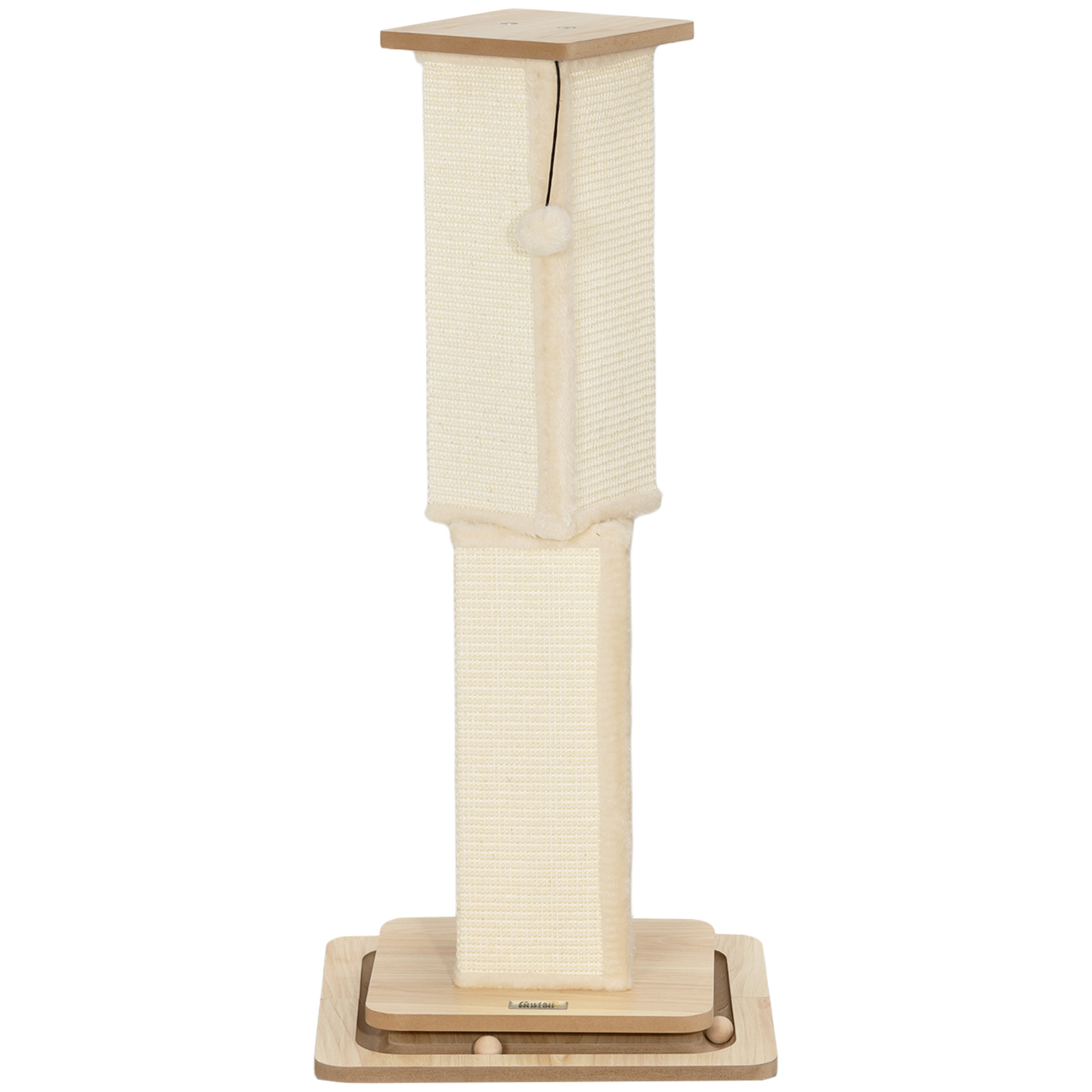 3-in-1-Kratzbaum mit Spielschiene, Spielball, Sisal, bis 10 kg, 39,5 x 39,5 x 87 cm, Eiche/Creme 3-in-1-Kratzbaum mit Spielschiene, Spielball, Sisal, bis 10 kg, 39,5 x 39,5 x 87 cm, Eiche/Creme