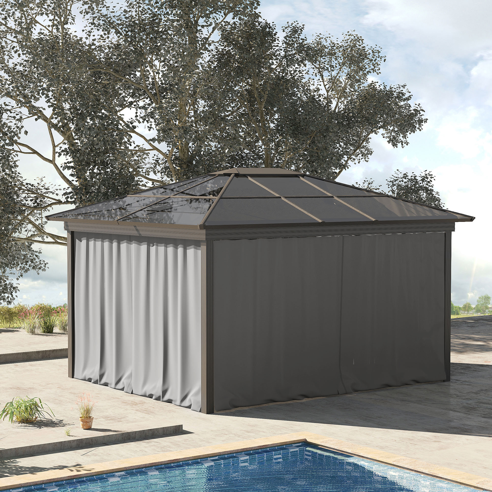 Ersatzvorhang für Pavillon, 4er-Set, für 3x3m Pavillons, 302x205cm, Hellgrau