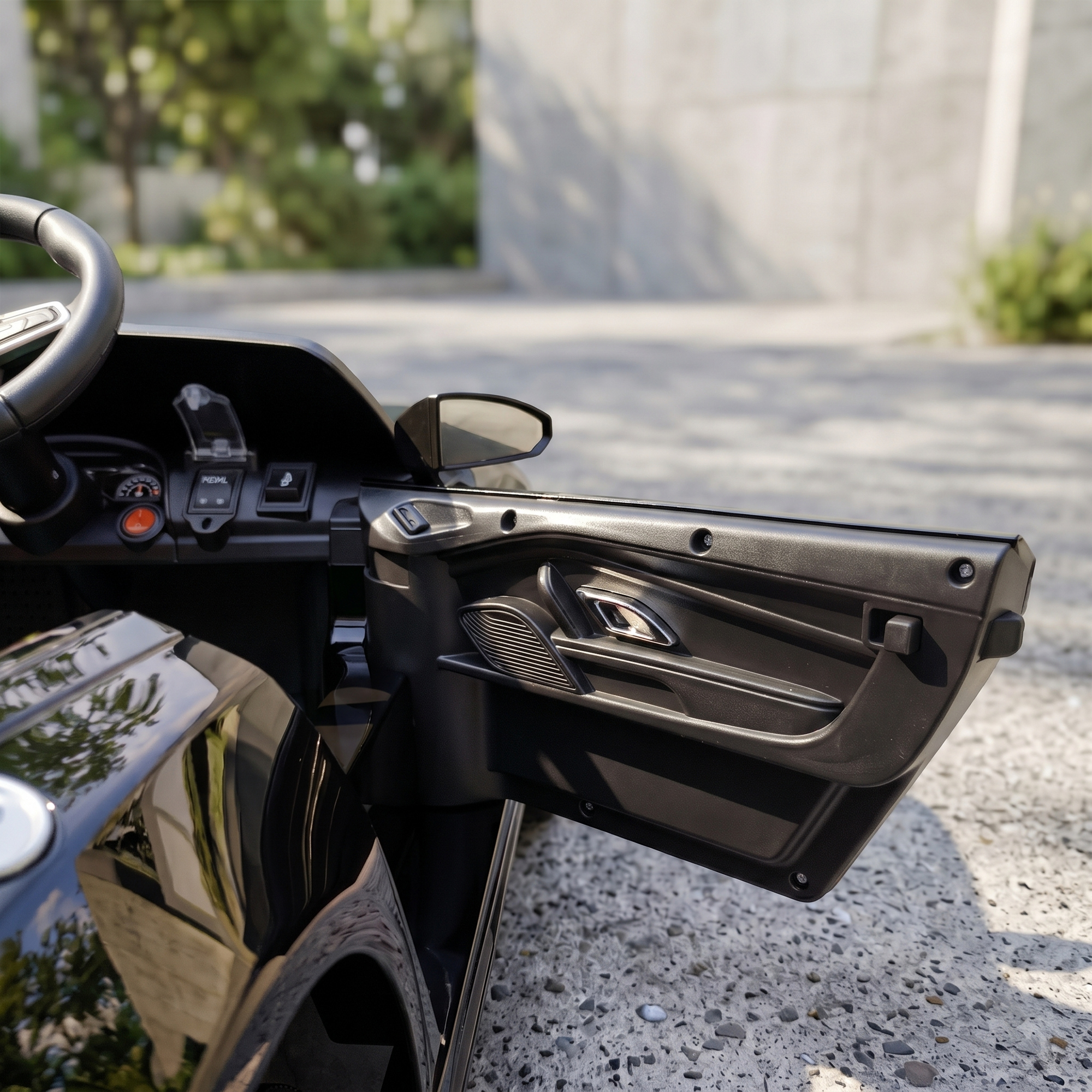 Kinder Elektroauto 12V Kinderauto mit Fernbedienung Lithium-Akku 2 Motor Sanftanlauf Hinterradfederung Schwarz