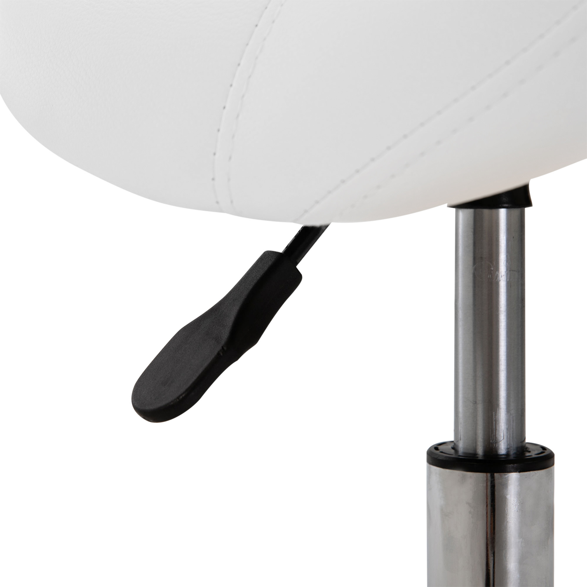 Rollhocker höhenverstellbar Drehhocker 49-61 cm Arbeitshocker drehbar Sattelhocker für Büro Salon Massage Spa Weiß