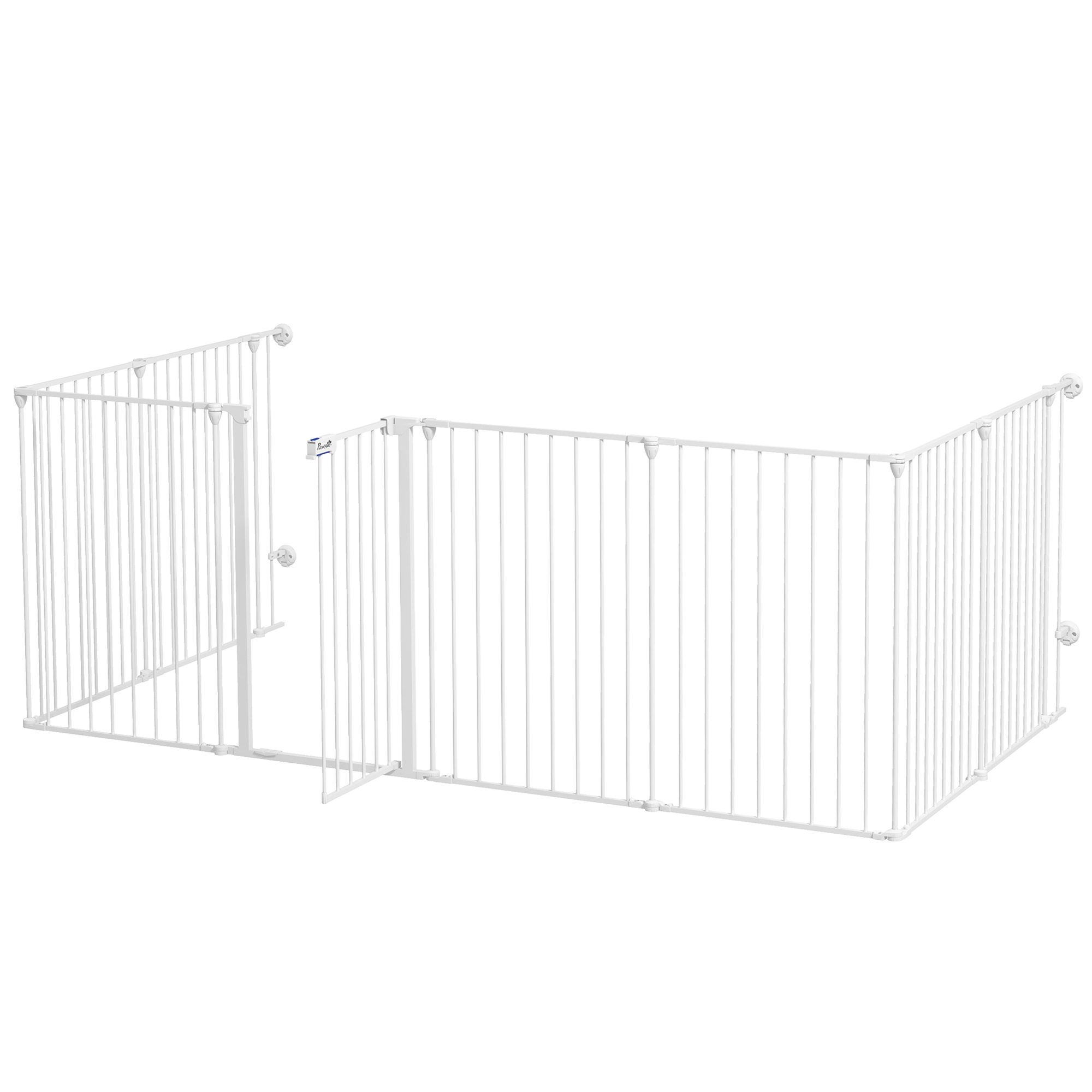 2-in-1 Welpenauslauf und Absperrgitter, 8 Paneele, verriegelbare Tür, Stahl, 90 cm Höhe, weiß