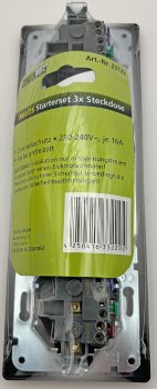 MILOS Set 3 Steckdosen + 3-fach Rahmen / 250V~/ 16A, Steckanschluss, Anthrazit