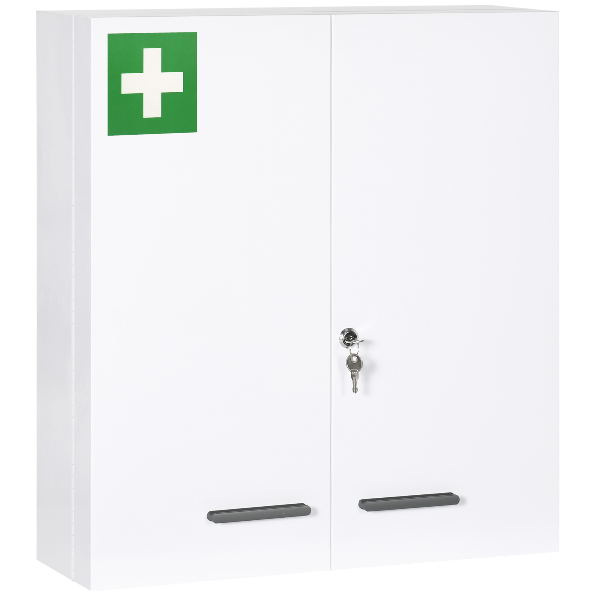 Medizinschrank, 6 Innenfächer, abschließbar, 2 Türen, stabiles Stahlgehäuse, weiß, 55 x 18 x 60 cm Medizinschrank, 6 Innenfächer, abschließbar, 2 Türen, stabiles Stahlgehäuse, weiß, 55 x 18 x 60 cm