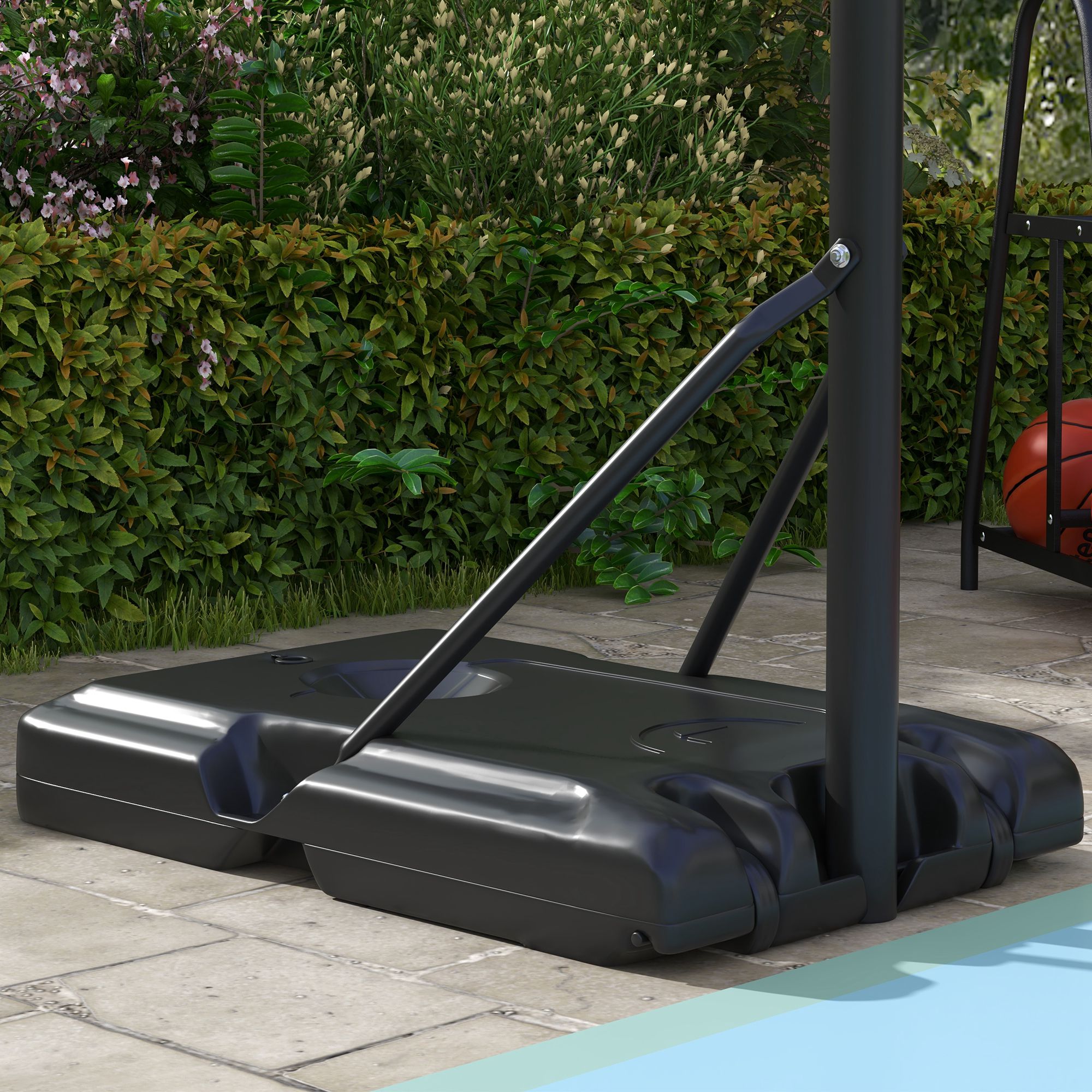 Basketballständer, höhenverstellbar, 182-213 cm Korbhöhe, wetterfest, mit Rollen, Metallrahmen