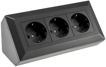 3-fach Steckdosenblock, schwarz, 250V~/ 16A, Aufbaumontage 3-fach Steckdosenblock, schwarz, 250V~/ 16A, Aufbaumontage