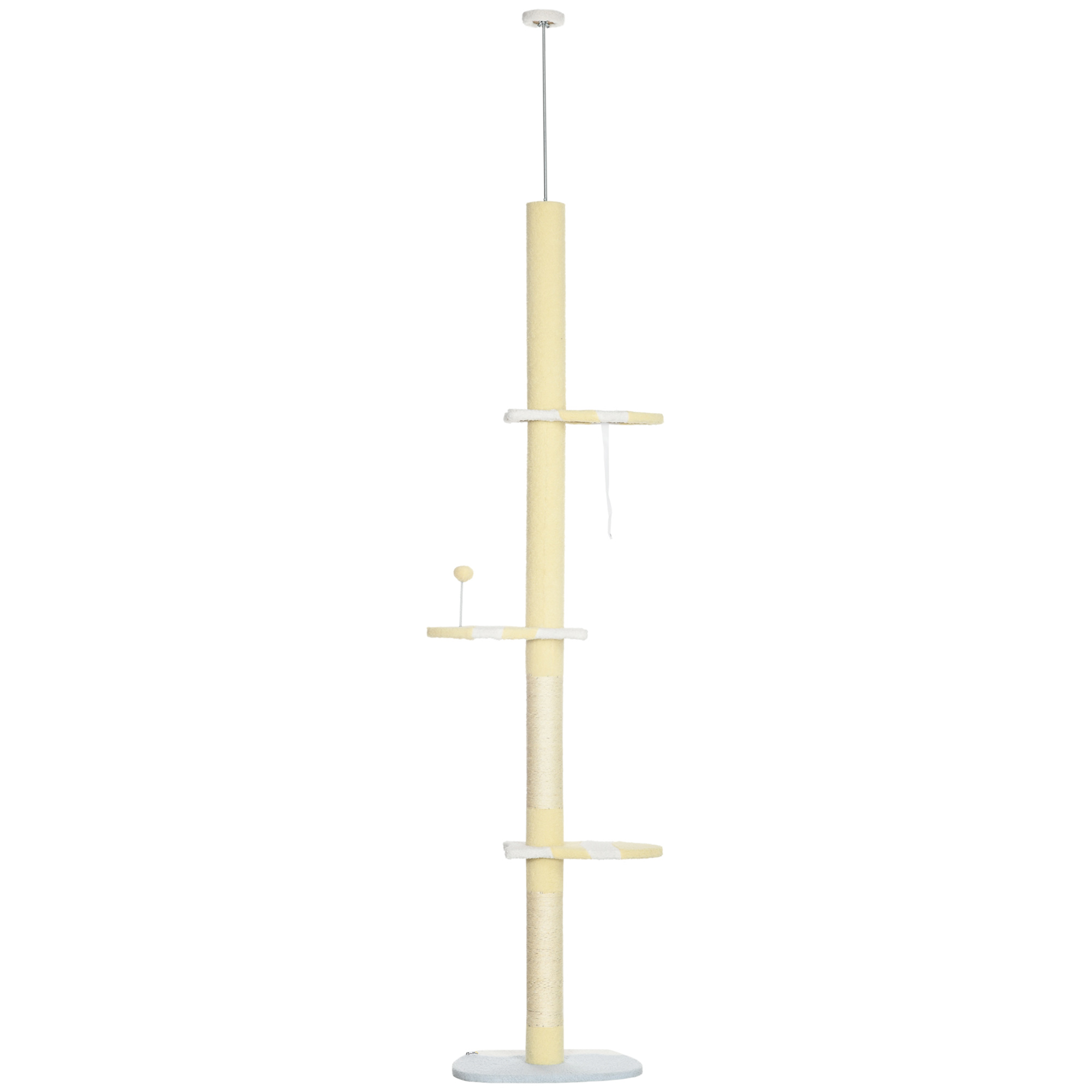 Höhenverstellbarer Kratzbaum, Anti-Rutsch, Sisalseil-Pfosten, 220-260H x 47L x 34W cm, Gelb/Weiß/Blau Höhenverstellbarer Kratzbaum, Anti-Rutsch, Sisalseil-Pfosten, 220-260H x 47L x 34W cm, Gelb/Weiß/Blau
