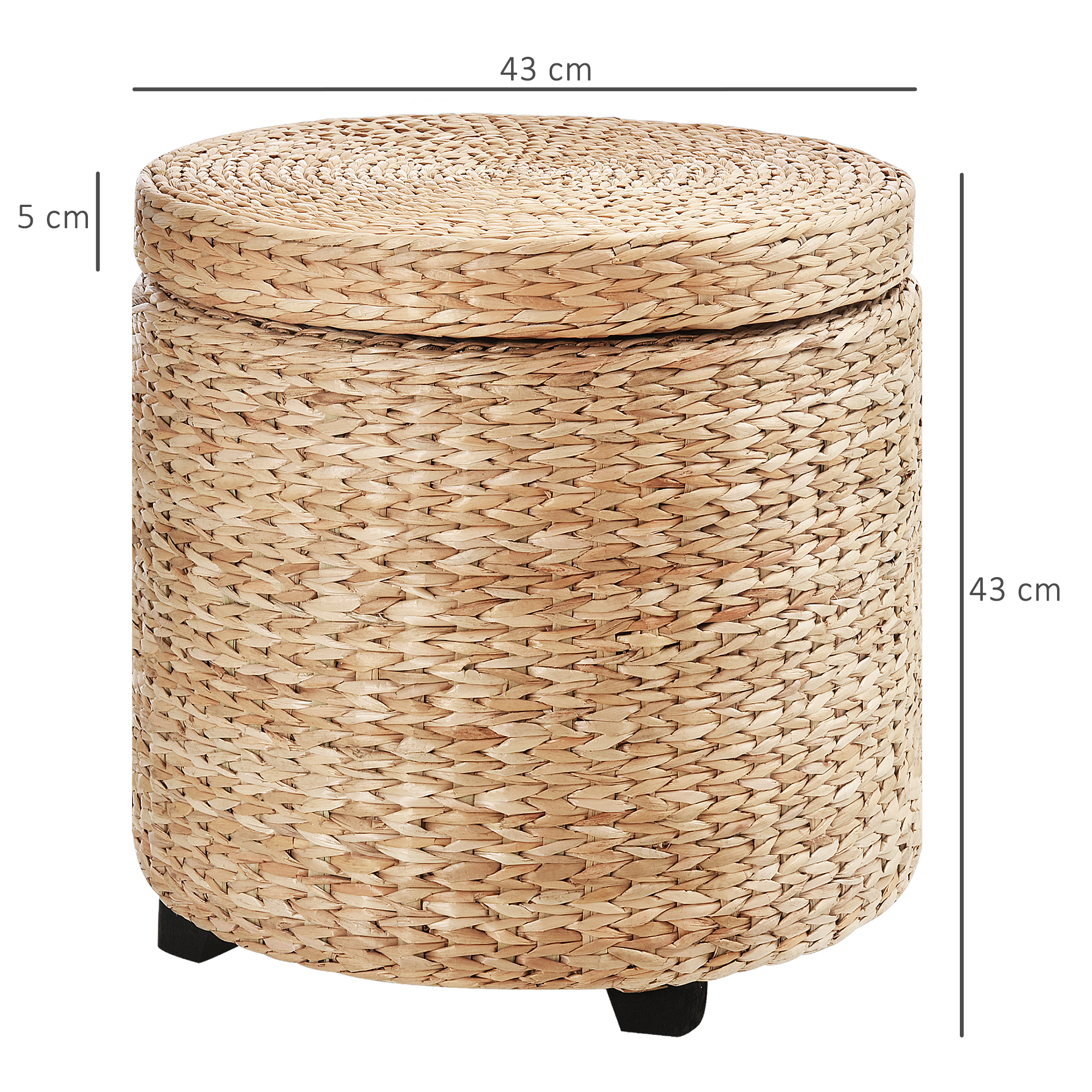Sitzhocker mit Stauraum Hocker mit Deckel, Runder Fußhocker Sitzwürfel Aufbewahrungsbox Polsterhocker mit Beine, 43 x 43 x 43 cm Khaki