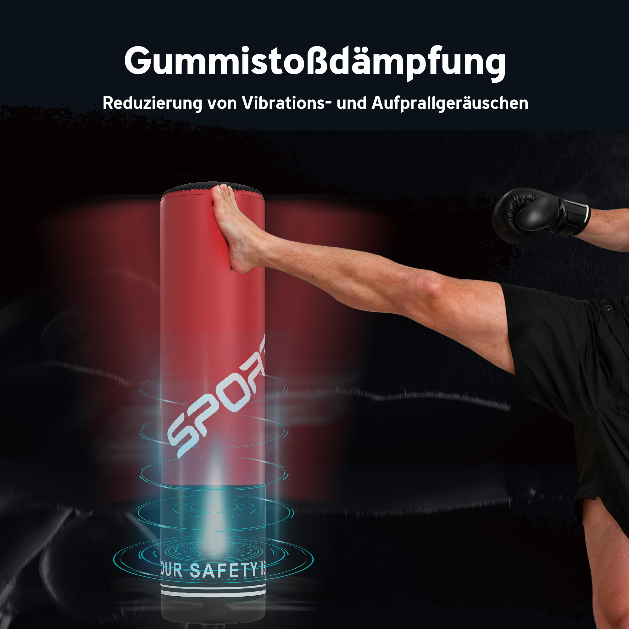 Boxsack freistehend 135 cm Standboxsack 10 Saugnäpfen und Stoßdämpfer für Erwachsene Jugendliche