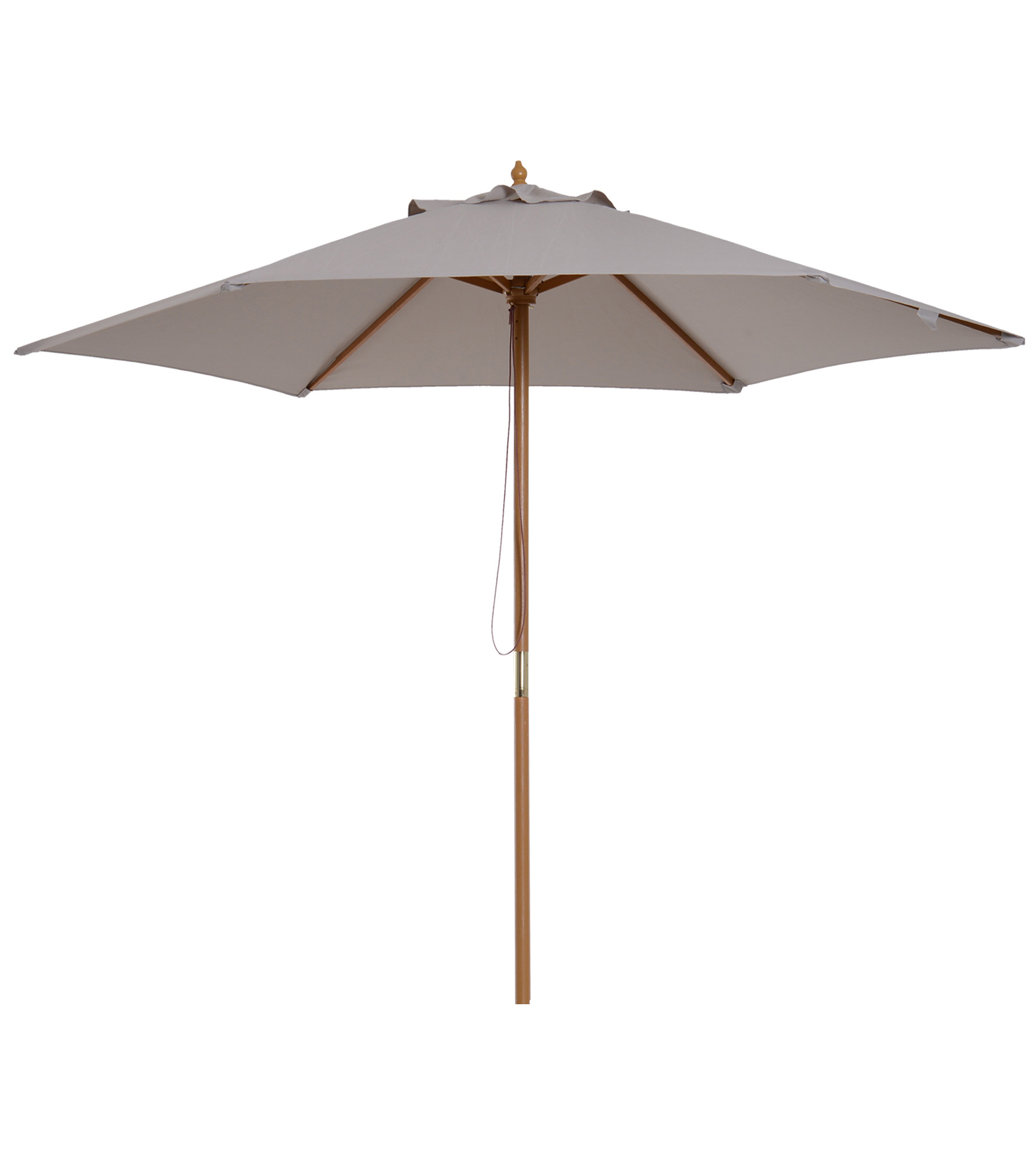Sonnenschirm Ø 250 cm, Sonnenschirm mit Seilzugmechanismus Balkonschirm Strandschirm aus Bambus windfest Marktschirm Sonnenschutz für Balkon Terrasse Garten, Grau
